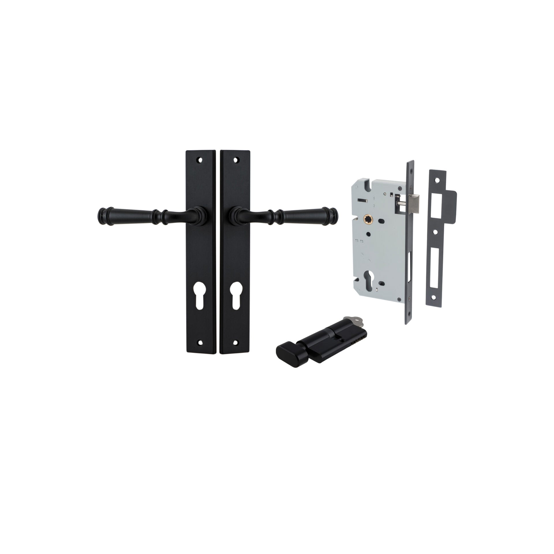 Verona Lever - Rectangular Backplate - Ella Grace - Iver - Matt Black - Door Levers