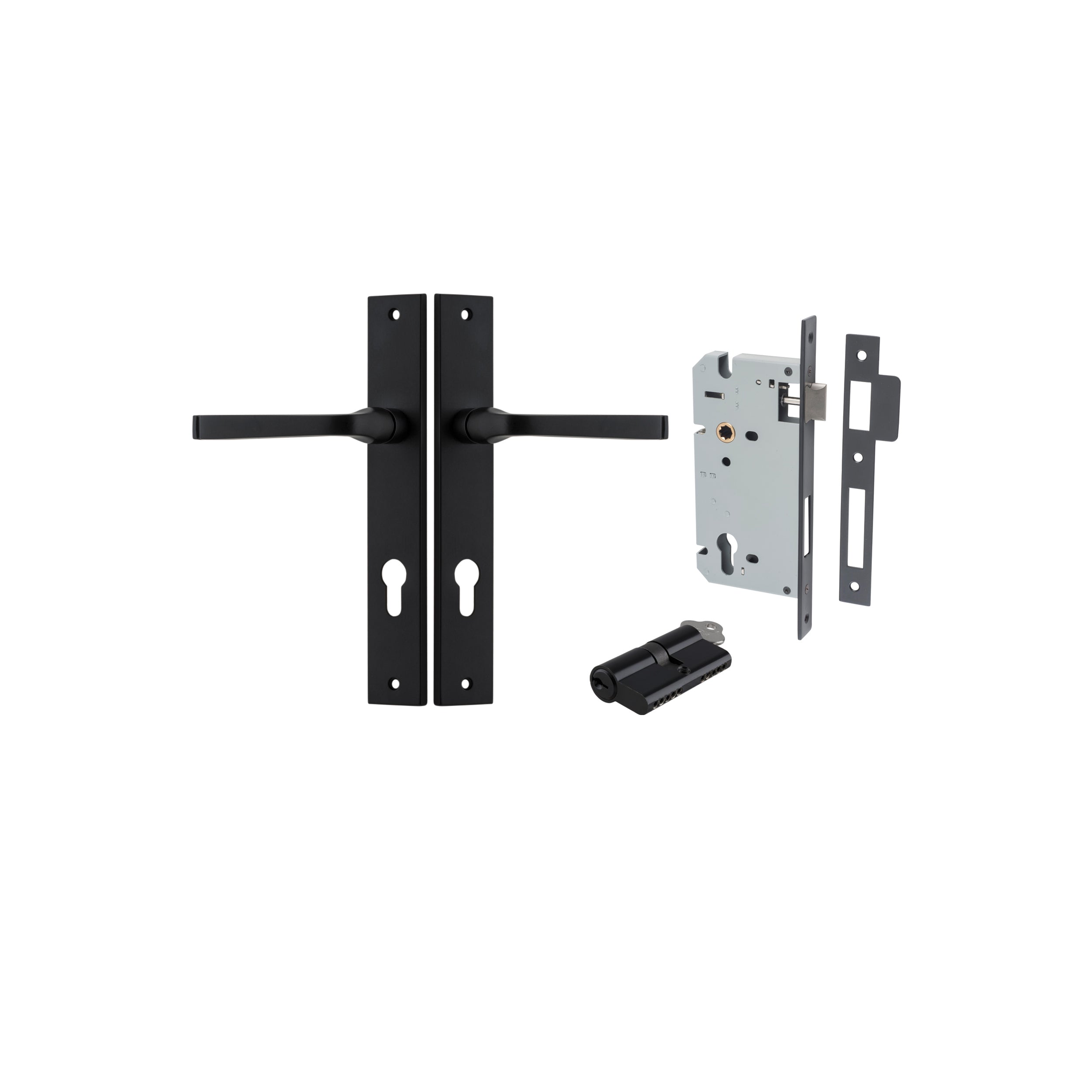 Annecy Lever - Rectangular Backplate - Ella Grace - Iver - Matt Black - Door Levers