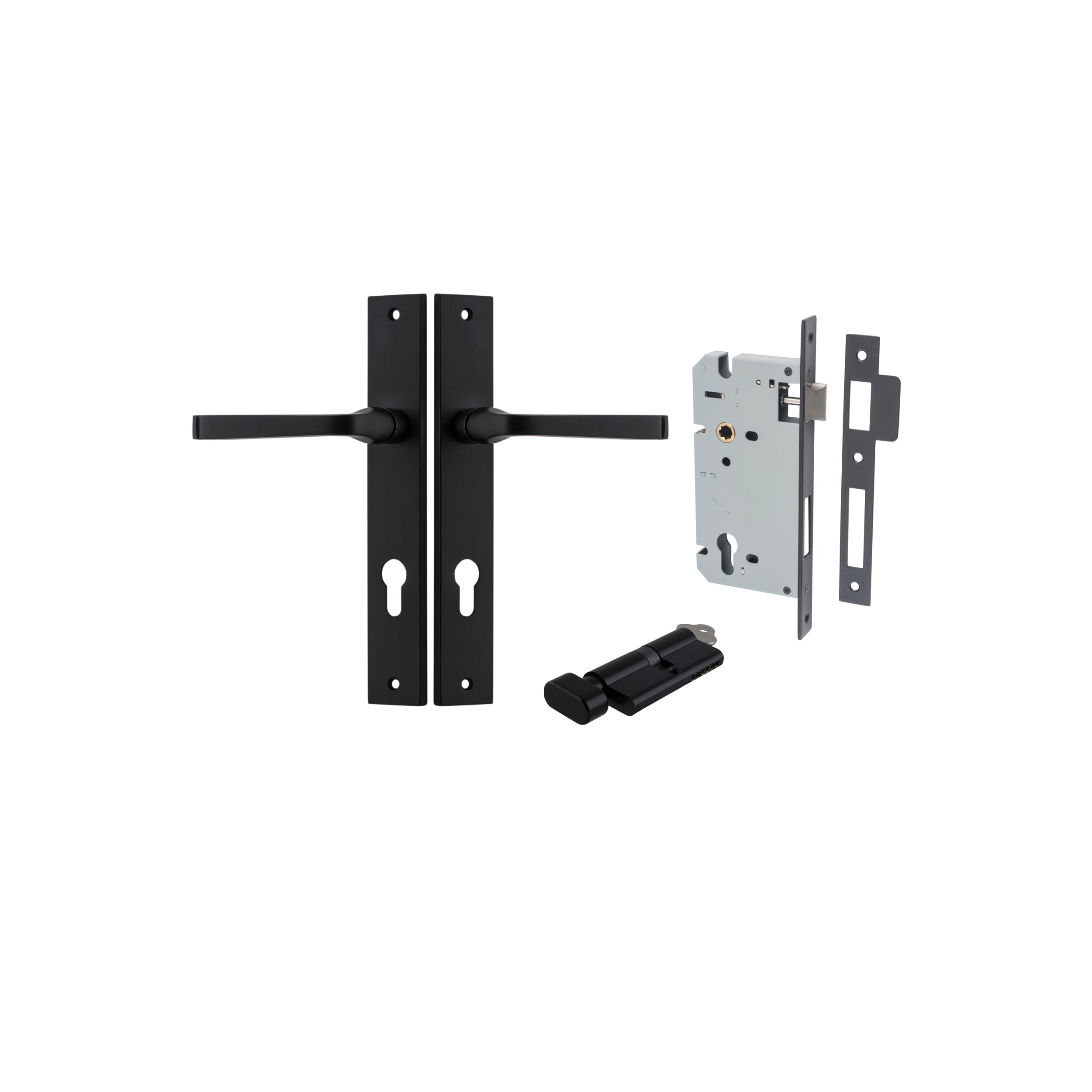 Annecy Lever - Rectangular Backplate - Ella Grace - Iver - Matt Black - Door Levers