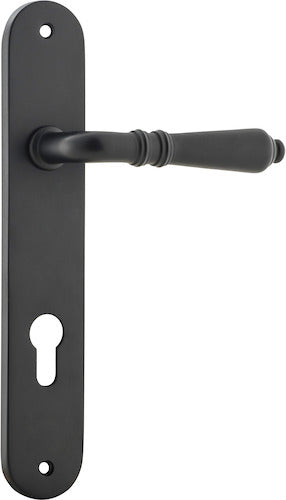 Sarlat Lever - Oval Backplate - Ella Grace - Iver - Matt Black - Door Levers