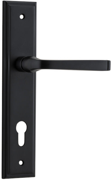 Annecy Lever - Stepped Backplate - Ella Grace - Iver - Matt Black - Door Levers