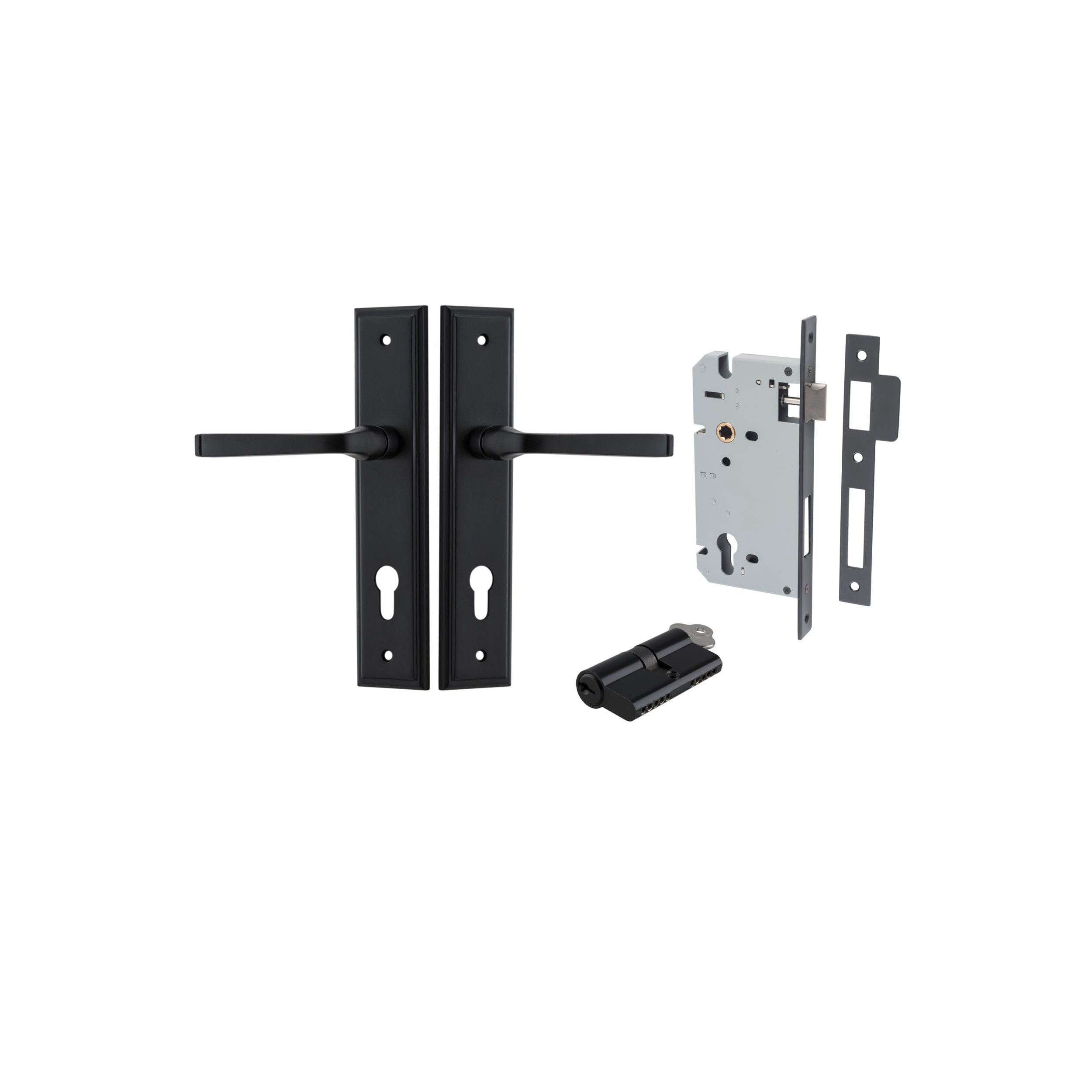 Annecy Lever - Stepped Backplate - Ella Grace - Iver - Matt Black - Door Levers