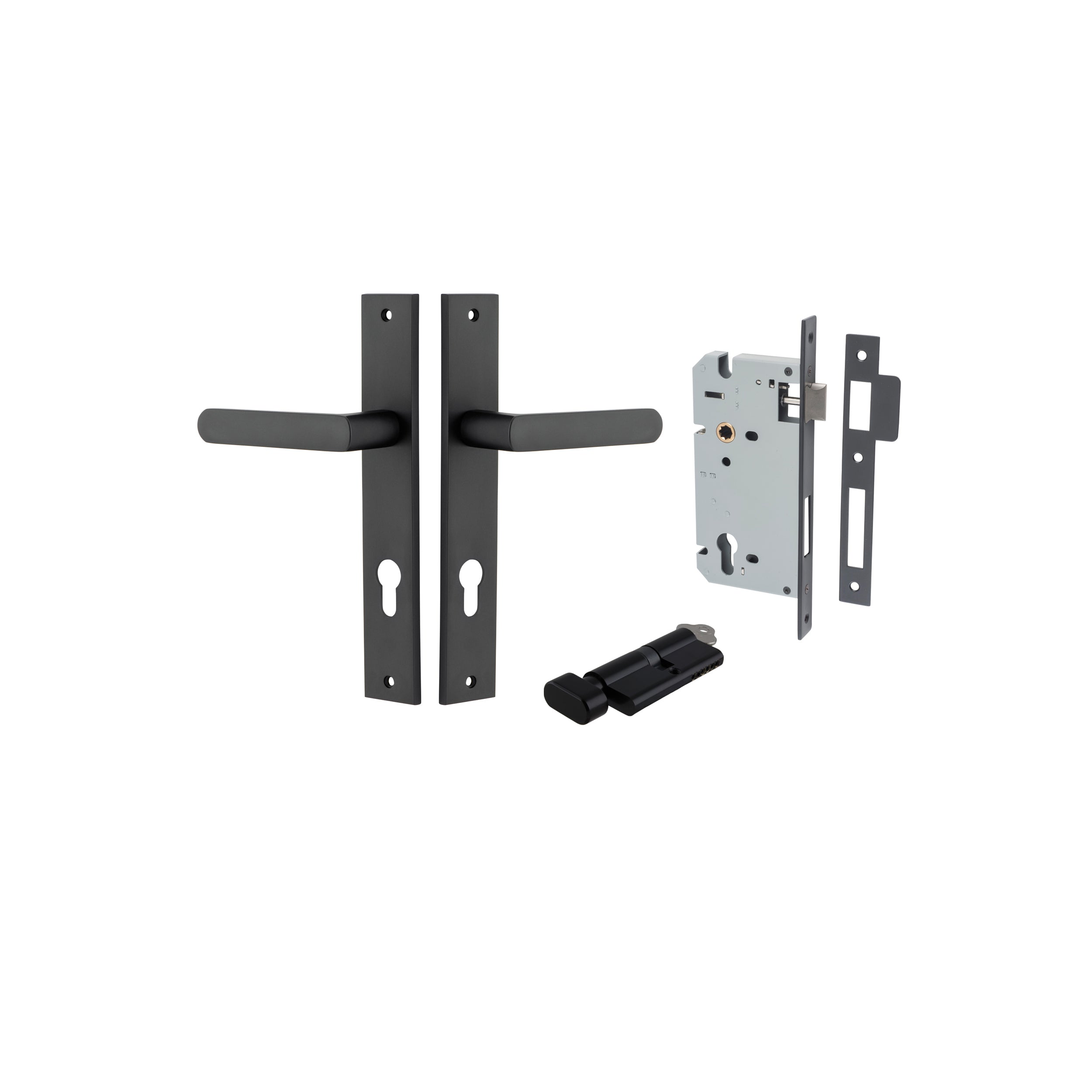 Osaka Lever - Rectangular Backplate - Ella Grace - Iver - Matt Black - Door Levers