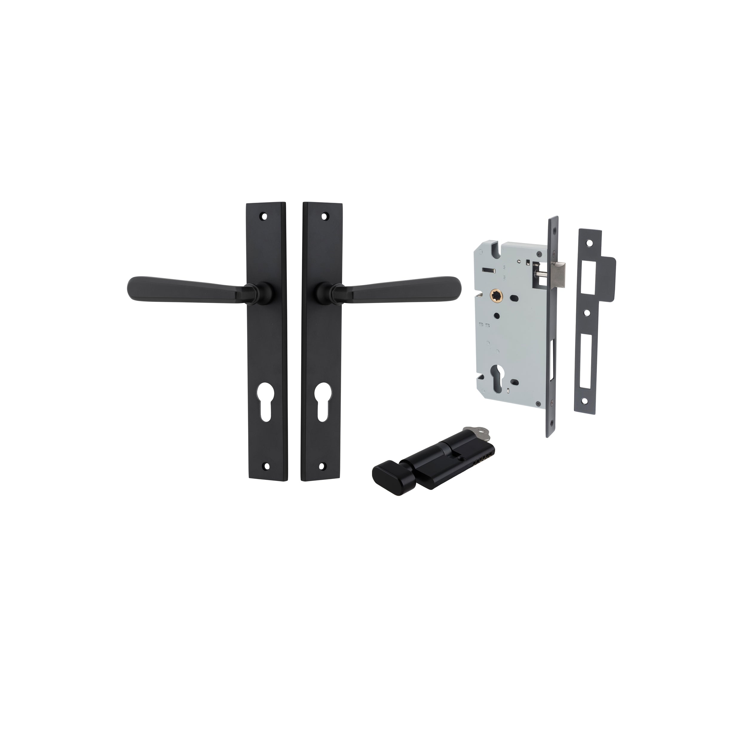 Copenhagen Lever - Rectangular Backplate - Ella Grace - Iver - Matt Black - Door Levers