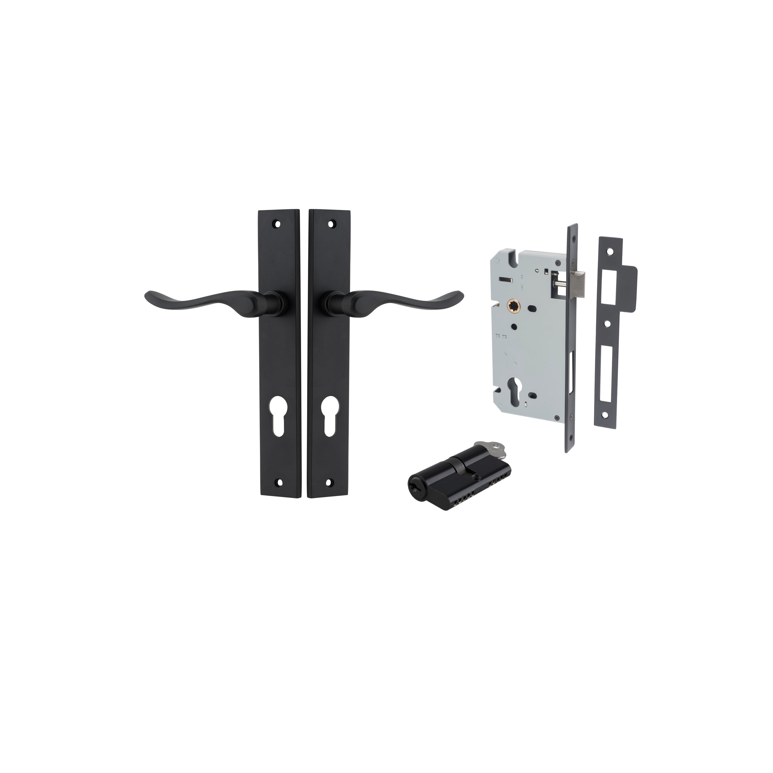 Stirling Lever - Rectangular Backplate - Ella Grace - Iver - Matt Black - Door Levers