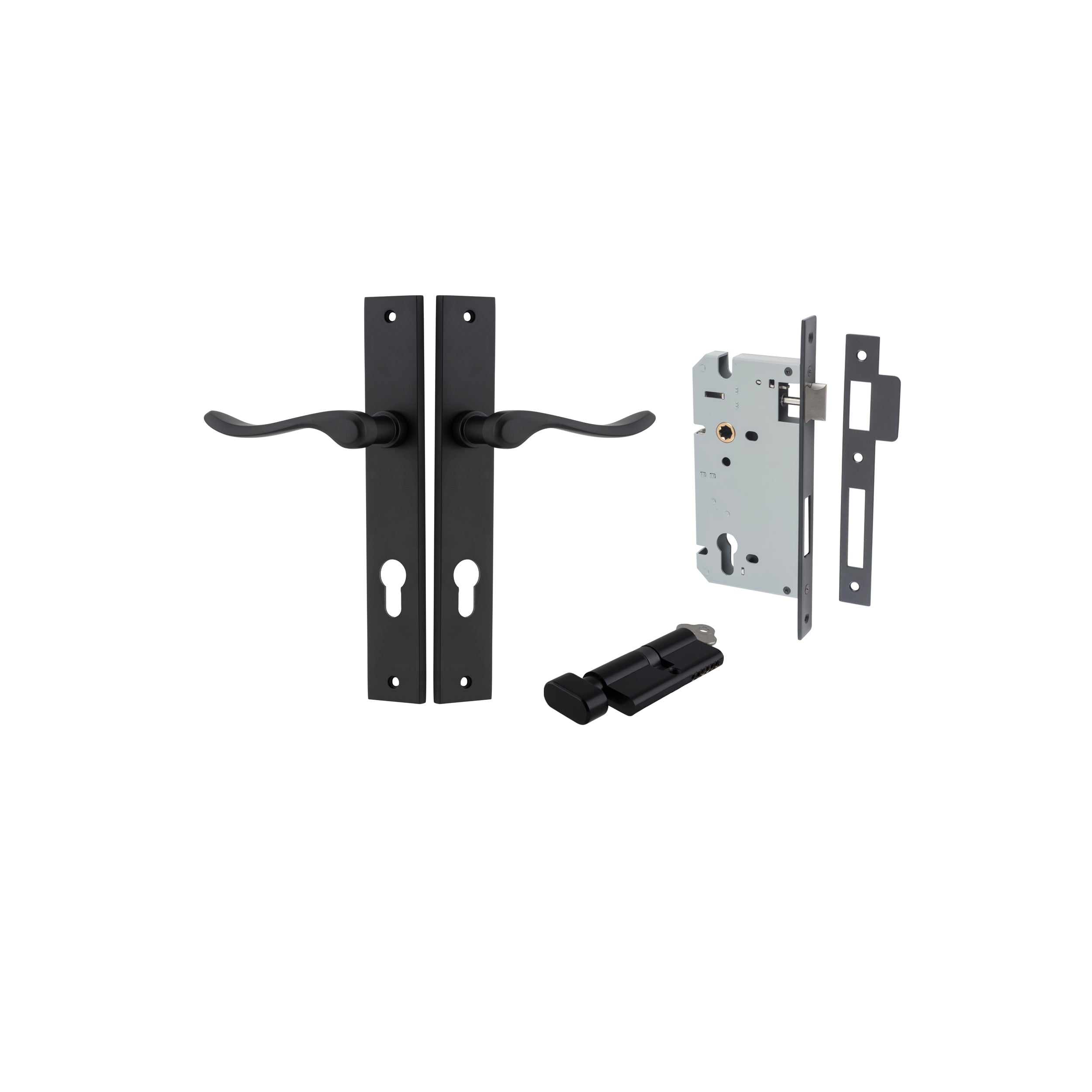 Stirling Lever - Rectangular Backplate - Ella Grace - Iver - Matt Black - Door Levers