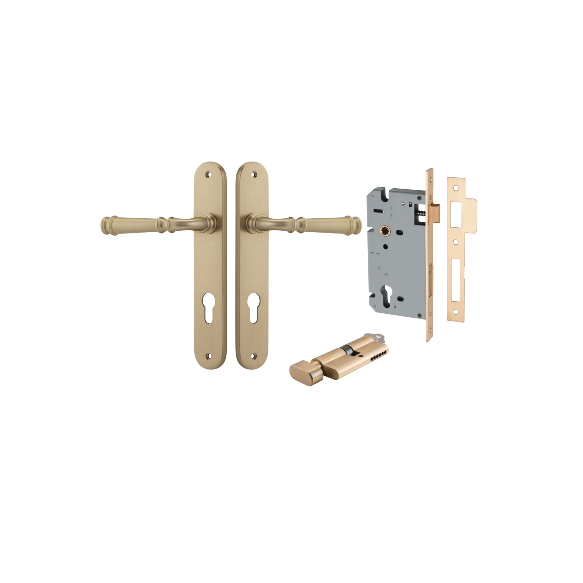 Verona Lever - Oval Backplate - Ella Grace - Iver - Brushed Brass - Door Levers