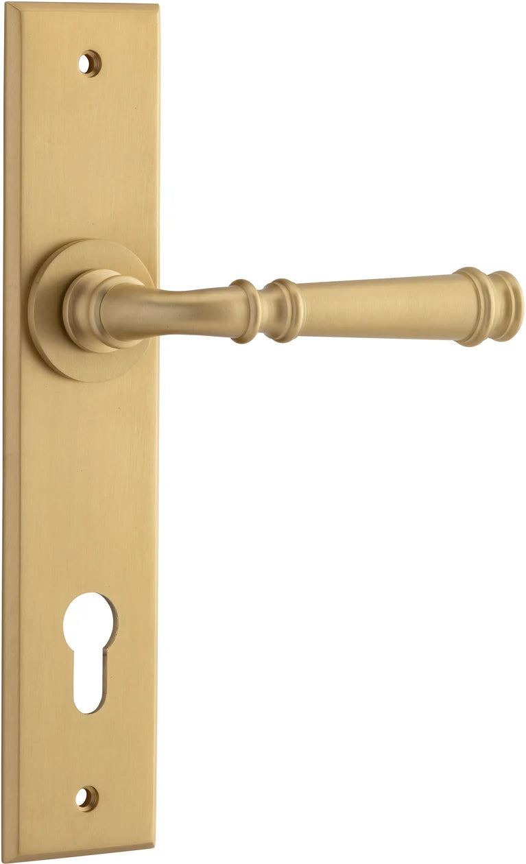 Verona Lever - Chamfered Backplate - Ella Grace - Iver - Brushed Brass - Door Levers