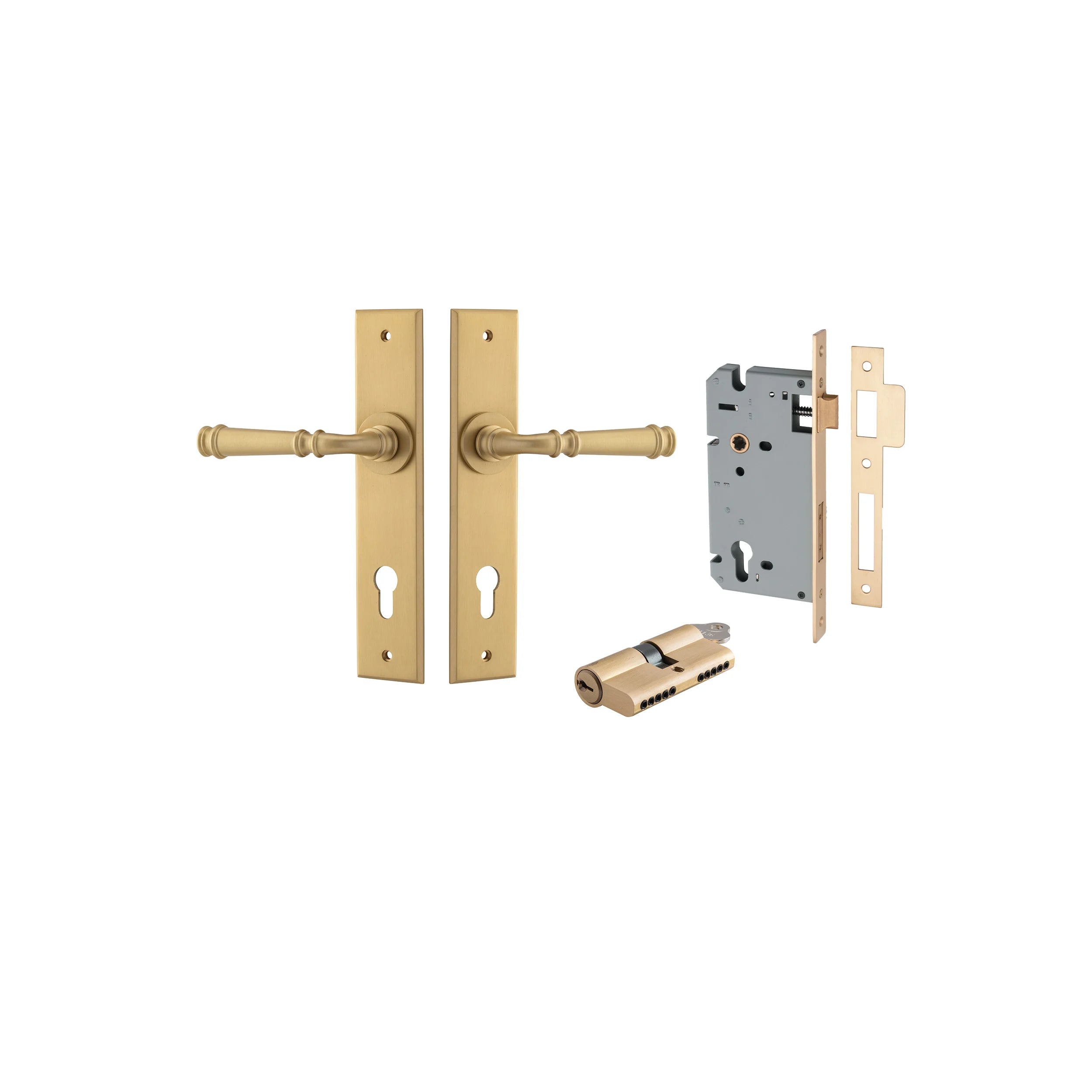 Verona Lever - Chamfered Backplate - Ella Grace - Iver - Brushed Brass - Door Levers