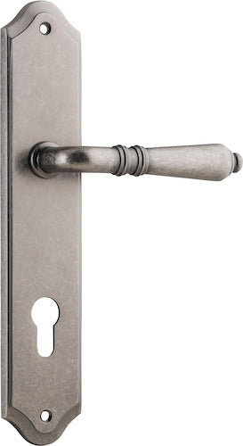 Sarlat Lever - Shouldered Backplate - Ella Grace - Iver - Distressed Nickel - Door Levers