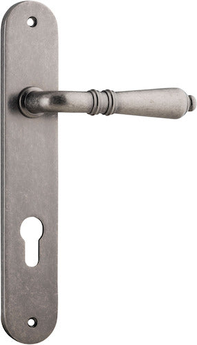 Sarlat Lever - Oval Backplate - Ella Grace - Iver - Distressed Nickel - Door Levers