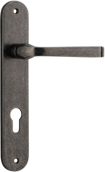 Annecy Lever - Oval Backplate - Ella Grace - Iver - Distressed Nickel - Door Levers