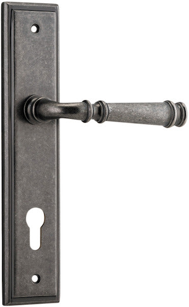 Verona Lever - Stepped Backplate - Ella Grace - Iver - Distressed Nickel - Door Levers