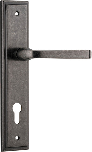 Annecy Lever - Stepped Backplate - Ella Grace - Iver - Distressed Nickel - Door Levers