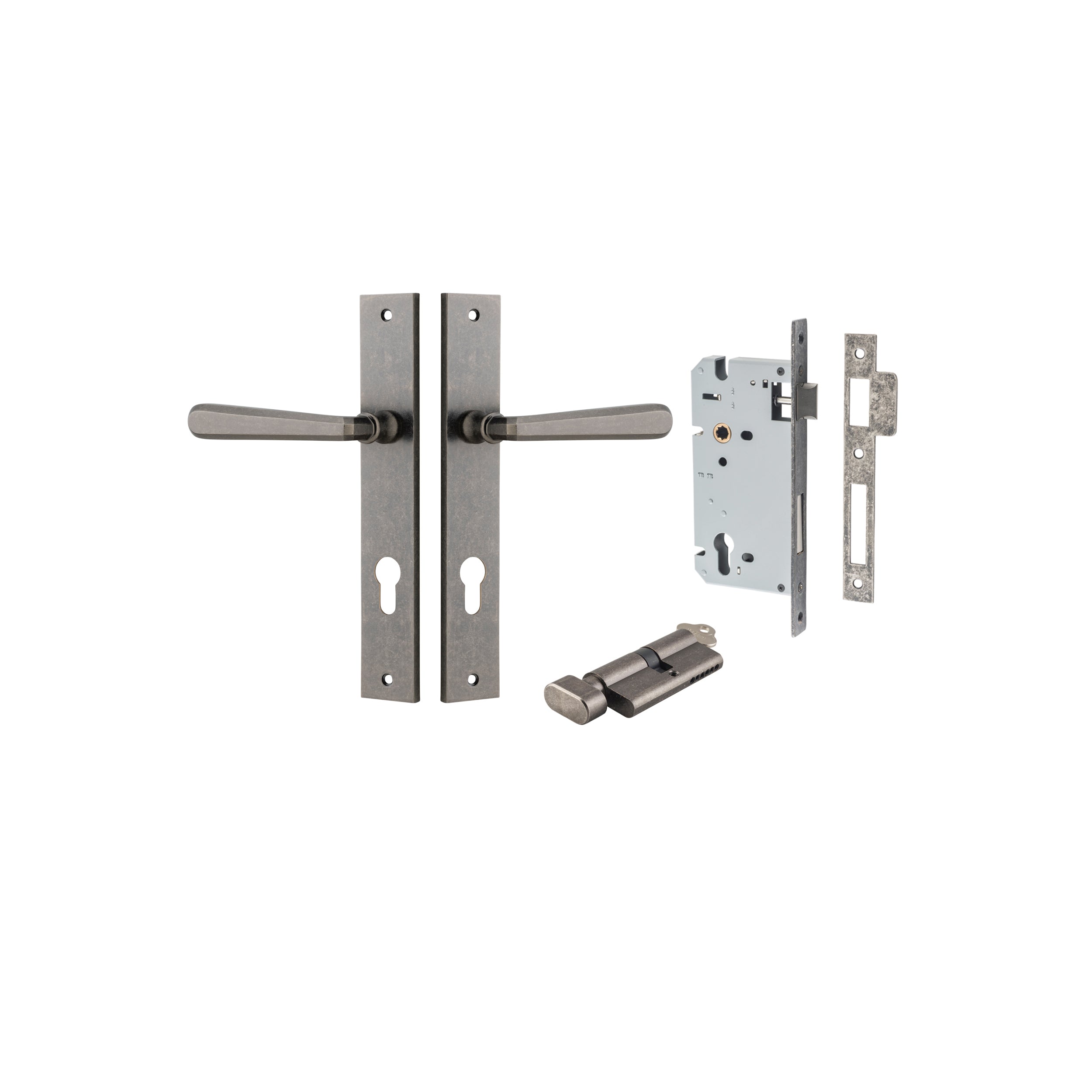 Copenhagen Lever - Rectangular Backplate - Ella Grace - Iver - Distressed Nickel - Door Levers