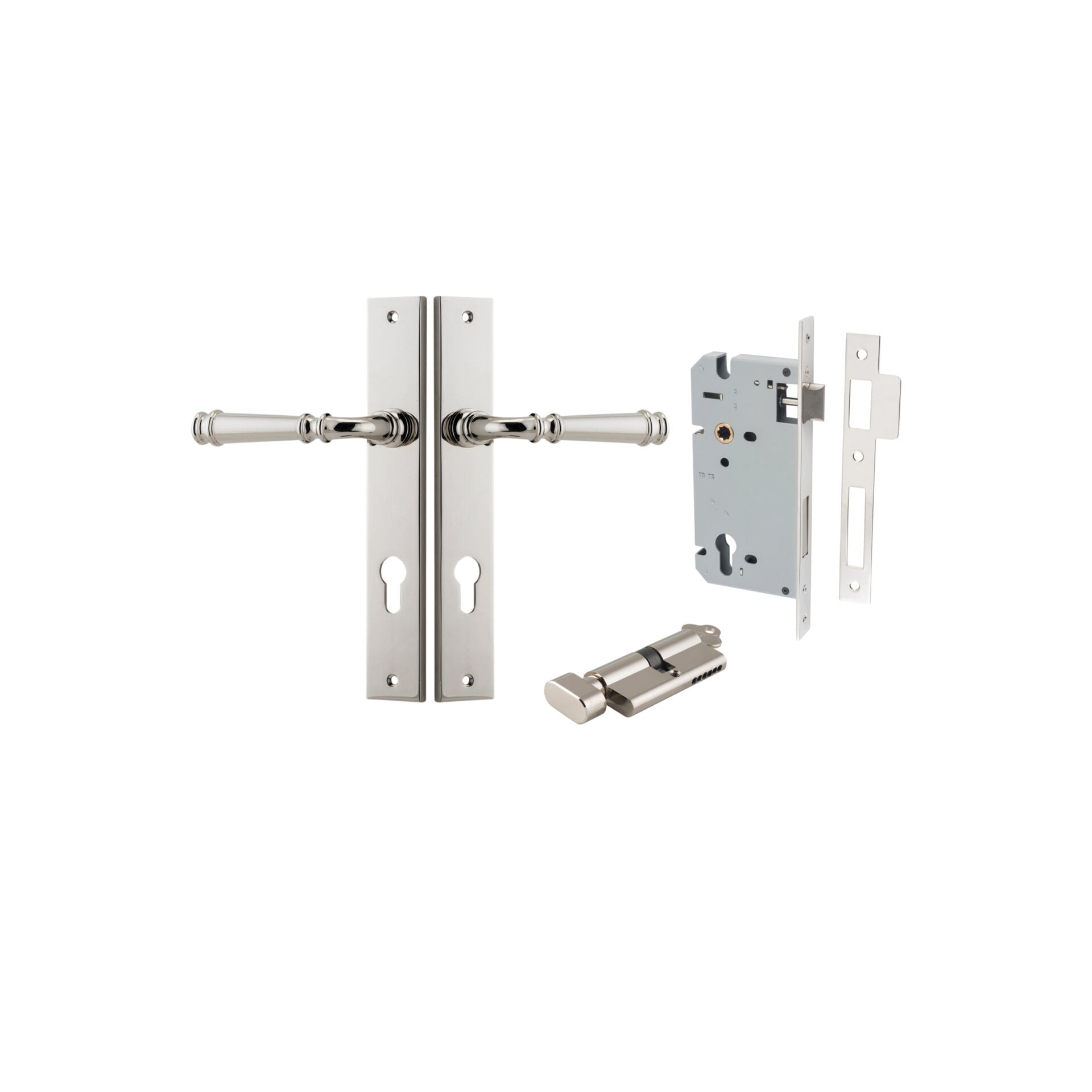 Verona Lever - Rectangular Backplate - Ella Grace - Iver - Polished Nickel - Door Levers