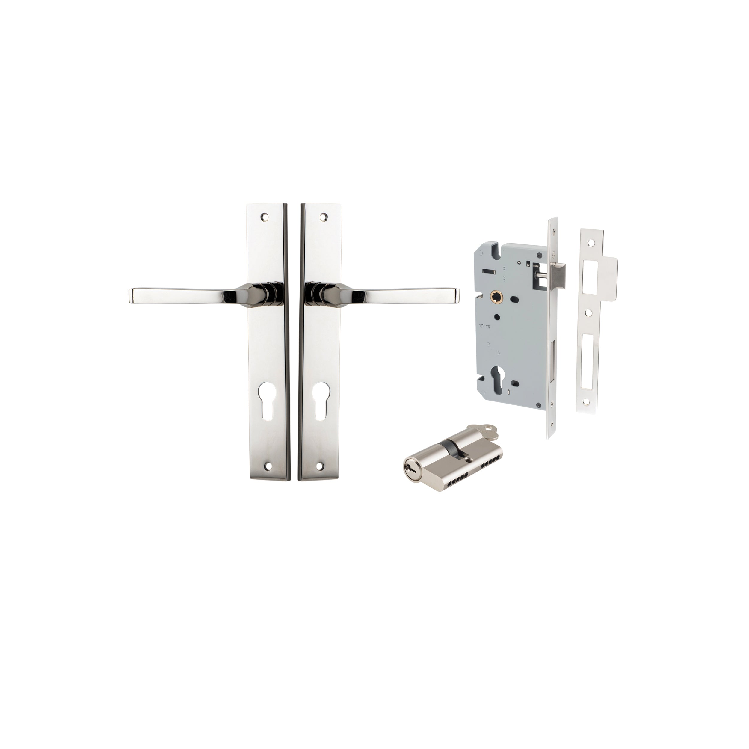 Annecy Lever - Rectangular Backplate - Ella Grace - Iver - Polished Nickel - Door Levers