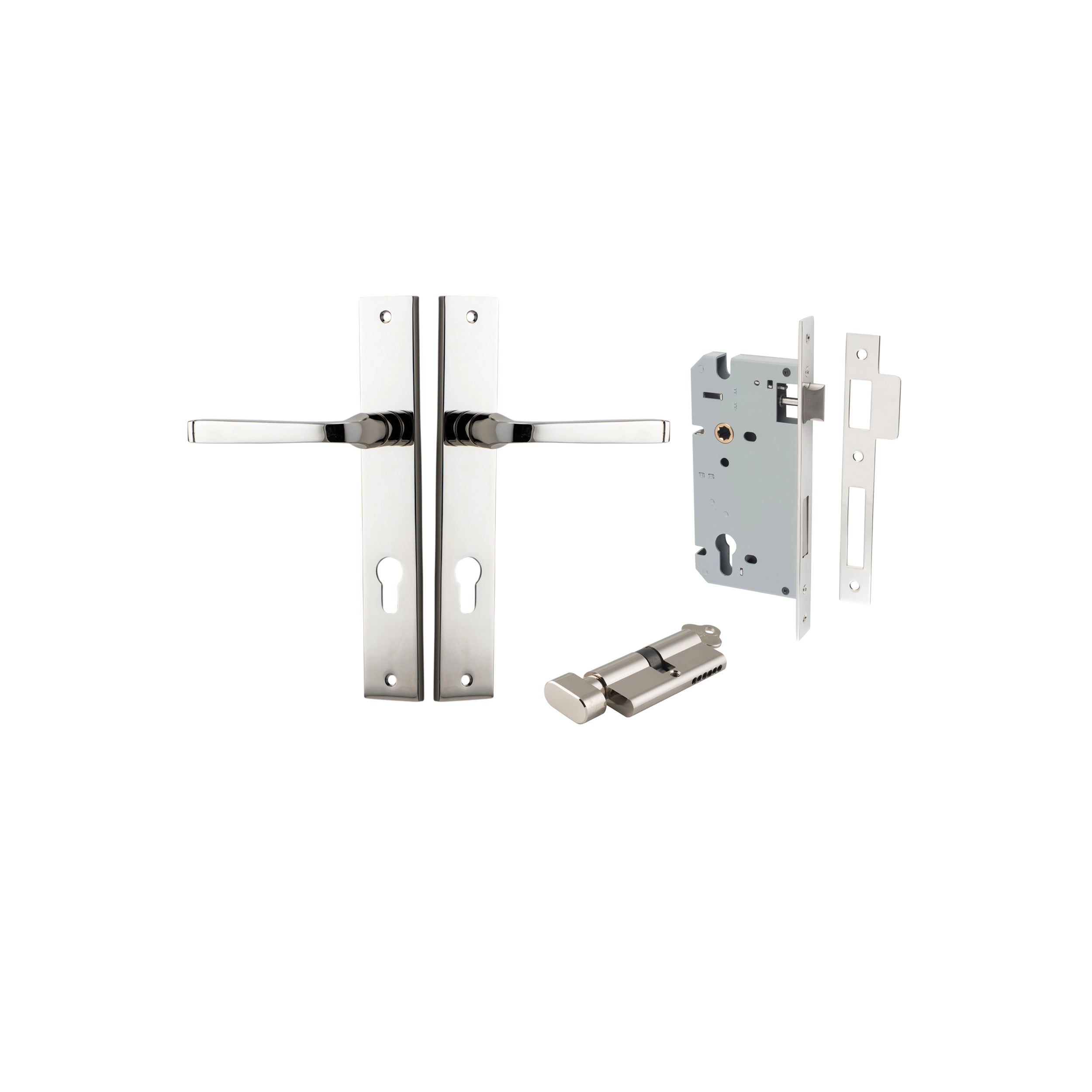 Annecy Lever - Rectangular Backplate - Ella Grace - Iver - Polished Nickel - Door Levers