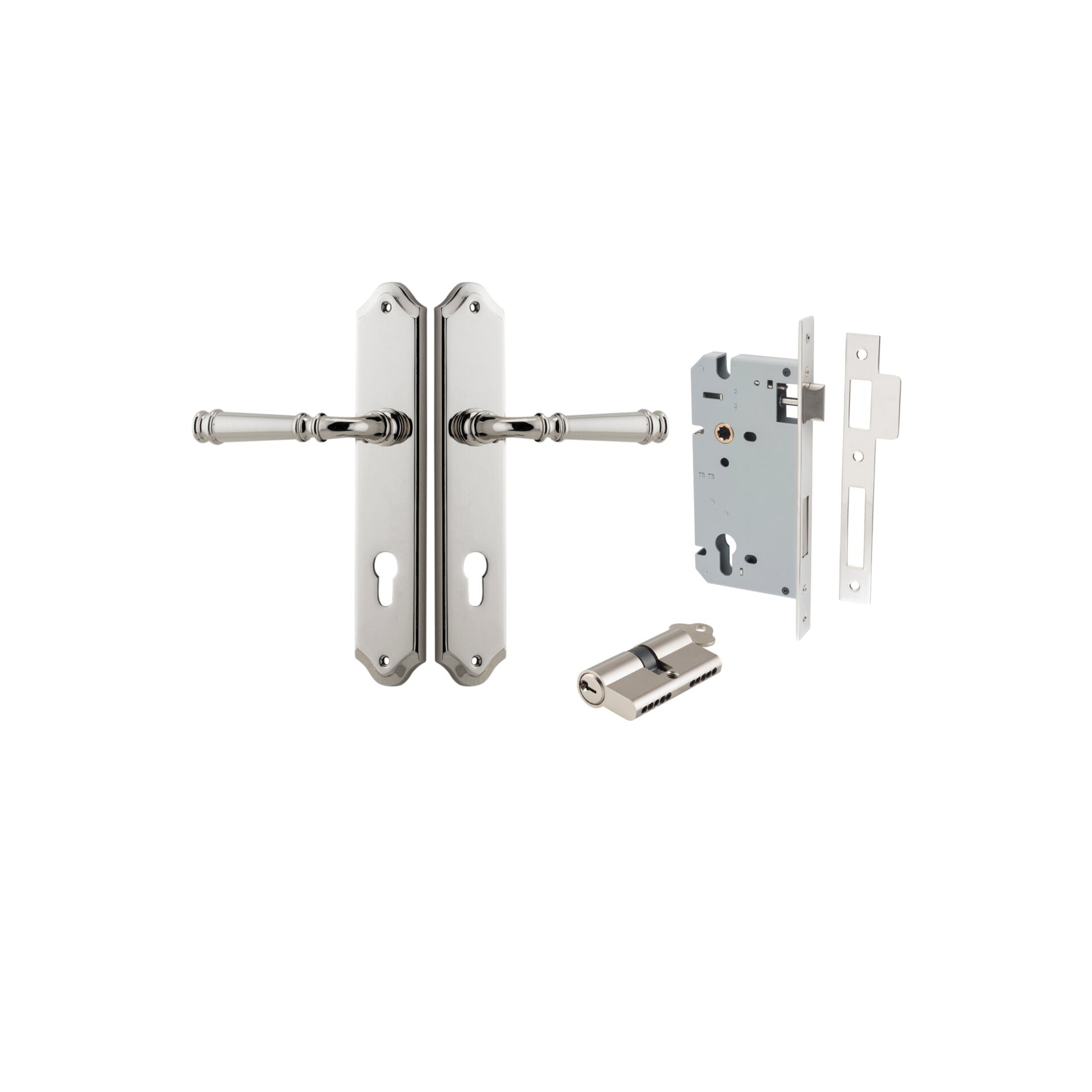 Verona Lever - Shouldered Backplate - Ella Grace - Iver - Polished Nickel - Door Levers