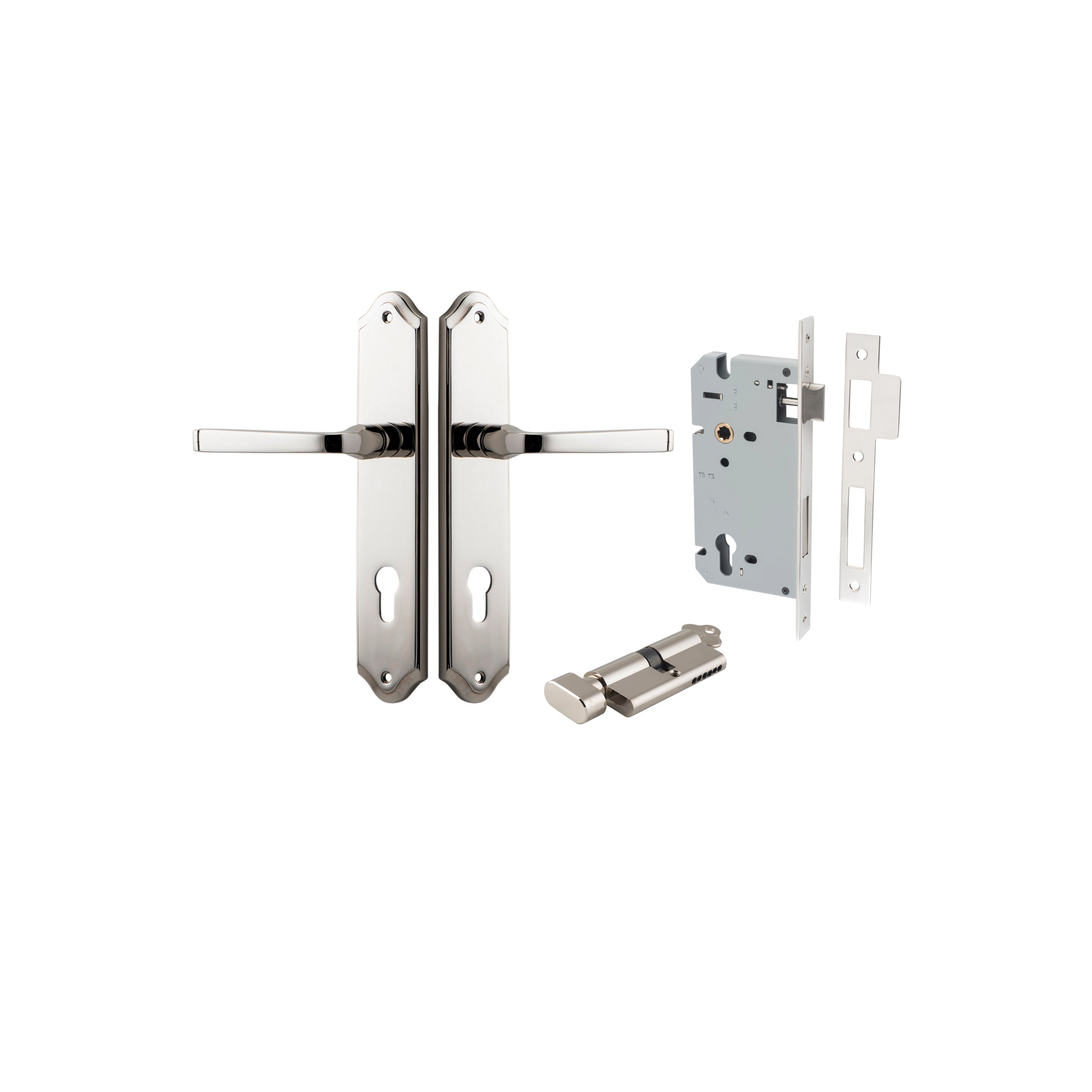 Annecy Lever - Shouldered Backplate - Ella Grace - Iver - Polished Nickel - Door Levers