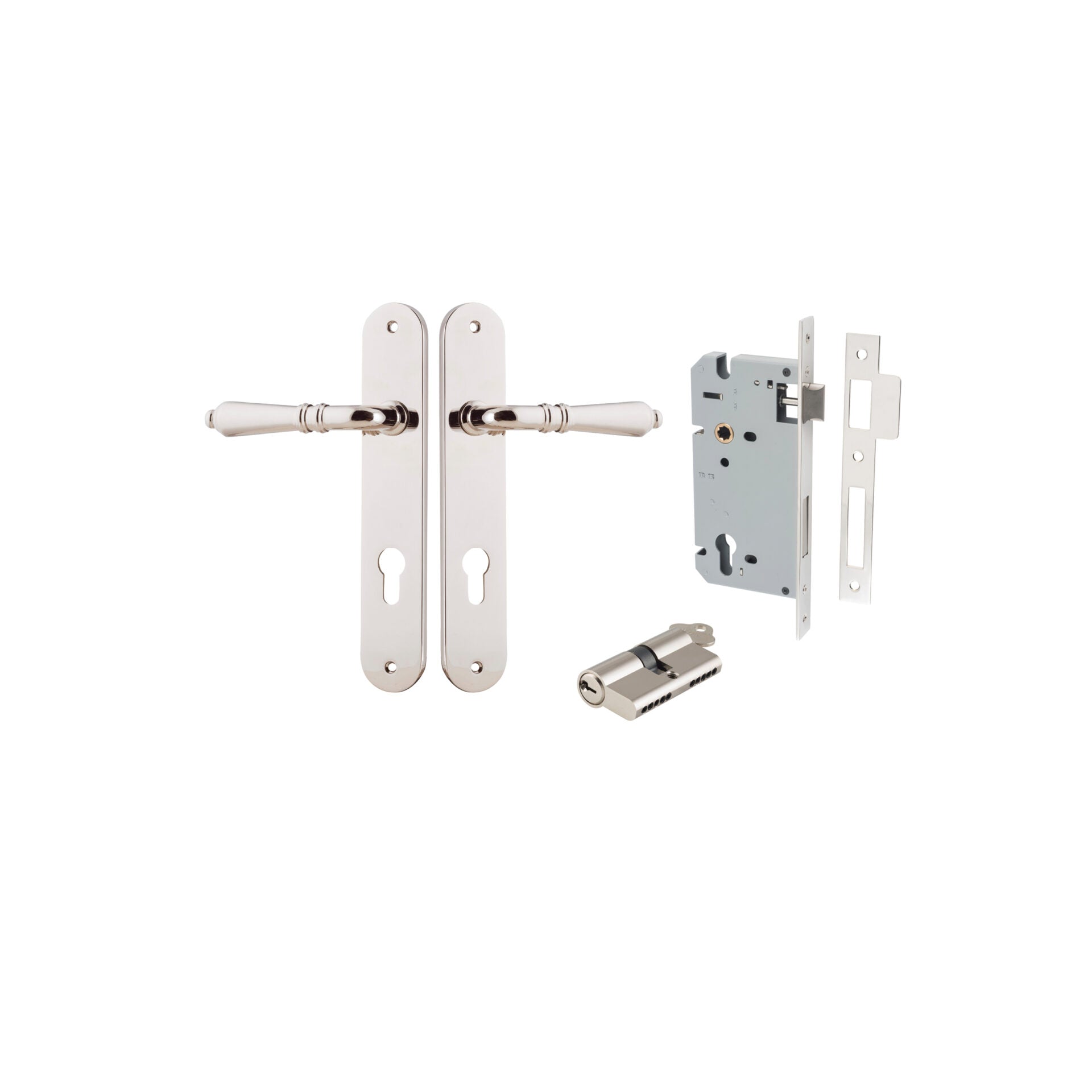 Sarlat Lever - Oval Backplate - Ella Grace - Iver - Polished Nickel - Door Levers