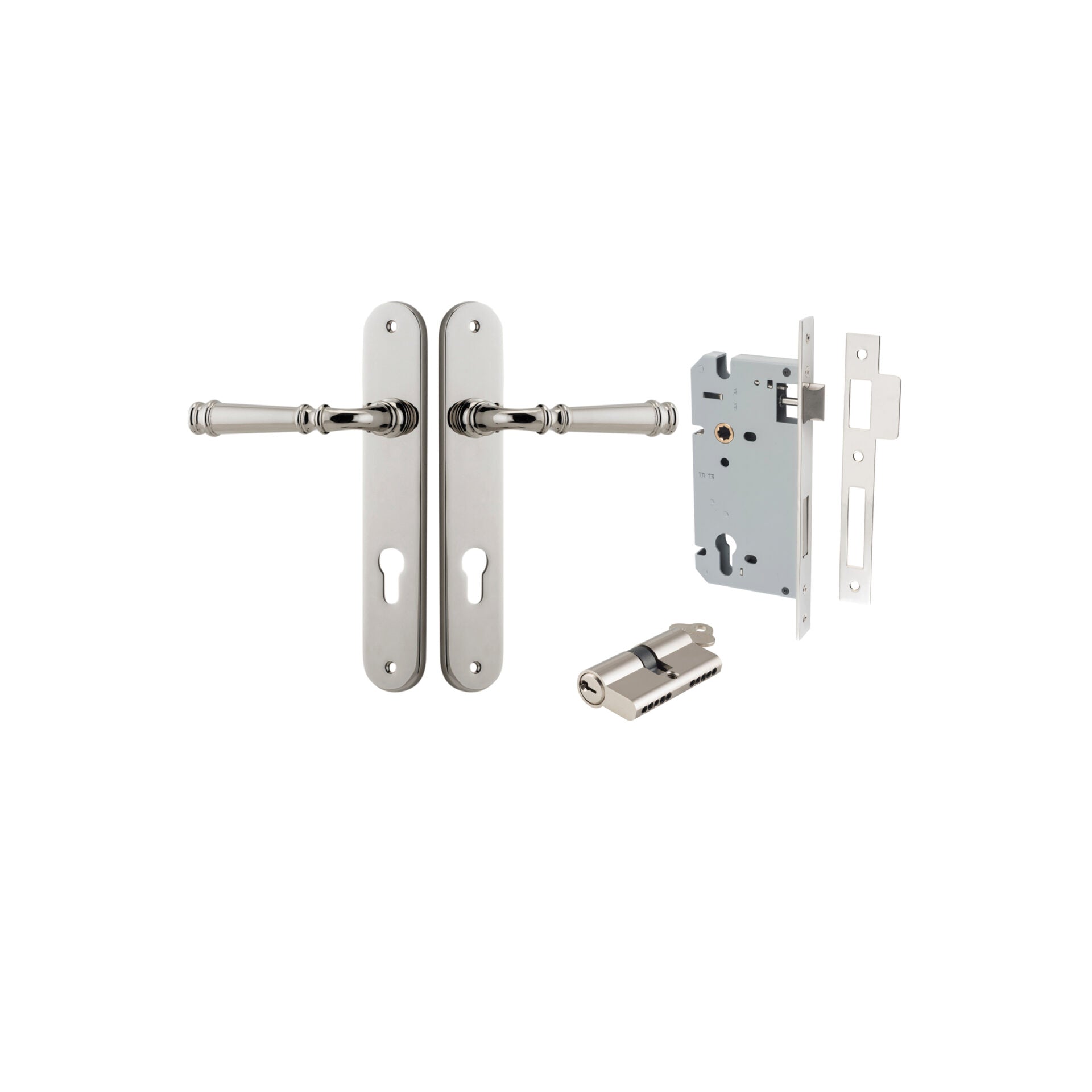 Verona Lever - Oval Backplate - Ella Grace - Iver - Polished Nickel - Door Levers