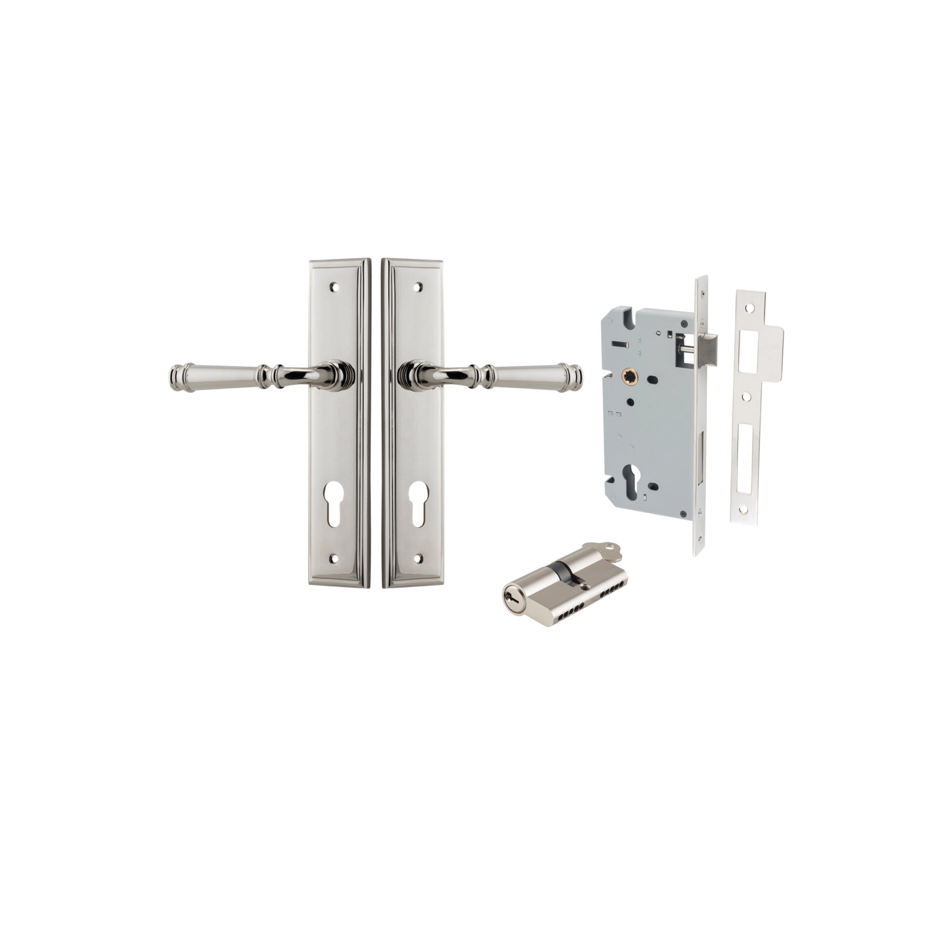 Verona Lever - Stepped Backplate - Ella Grace - Iver - Polished Nickel - Door Levers