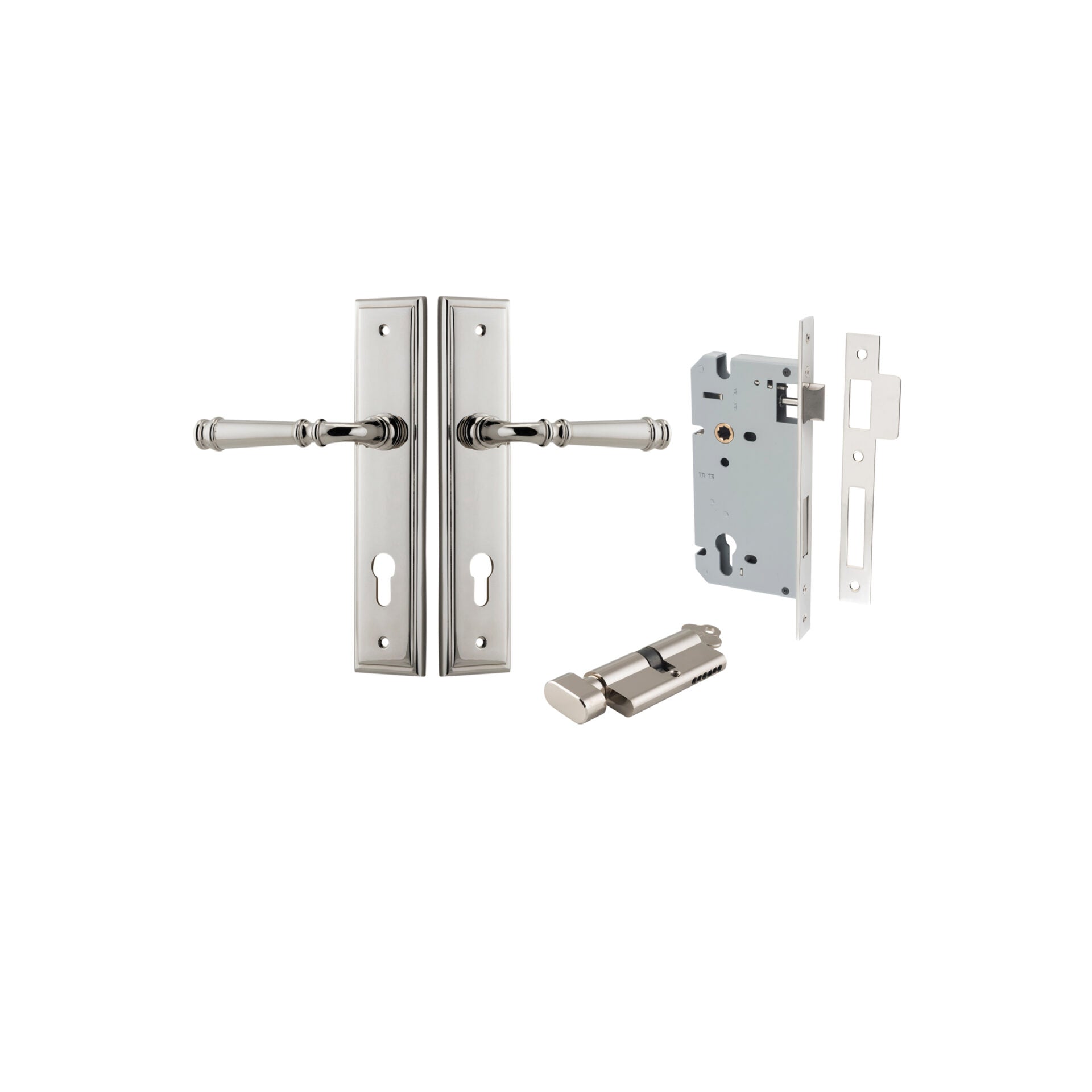 Verona Lever - Stepped Backplate - Ella Grace - Iver - Polished Nickel - Door Levers