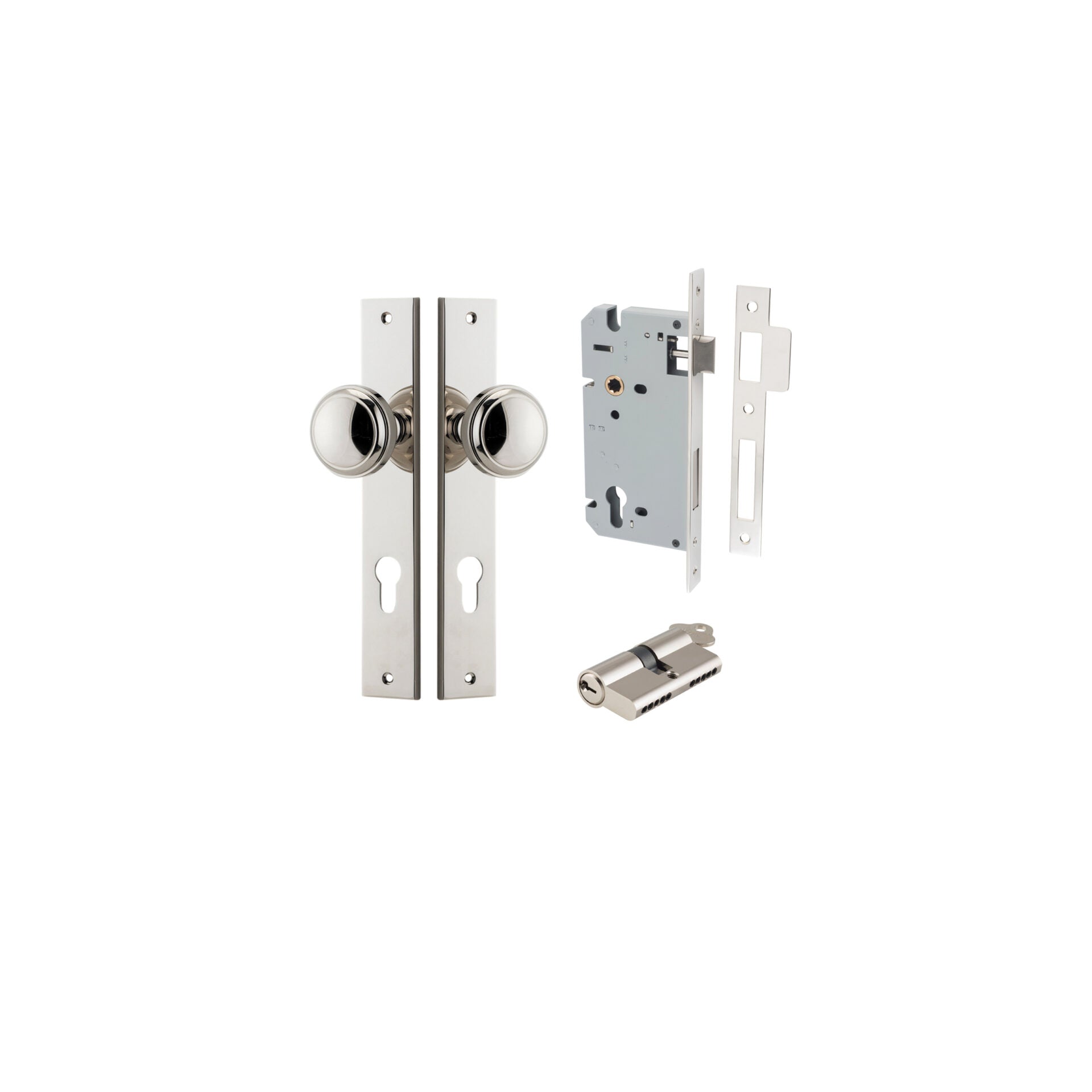 Paddington Knob - Rectangular Backplate - Ella Grace - Iver - Polished Nickel - Door Knobs