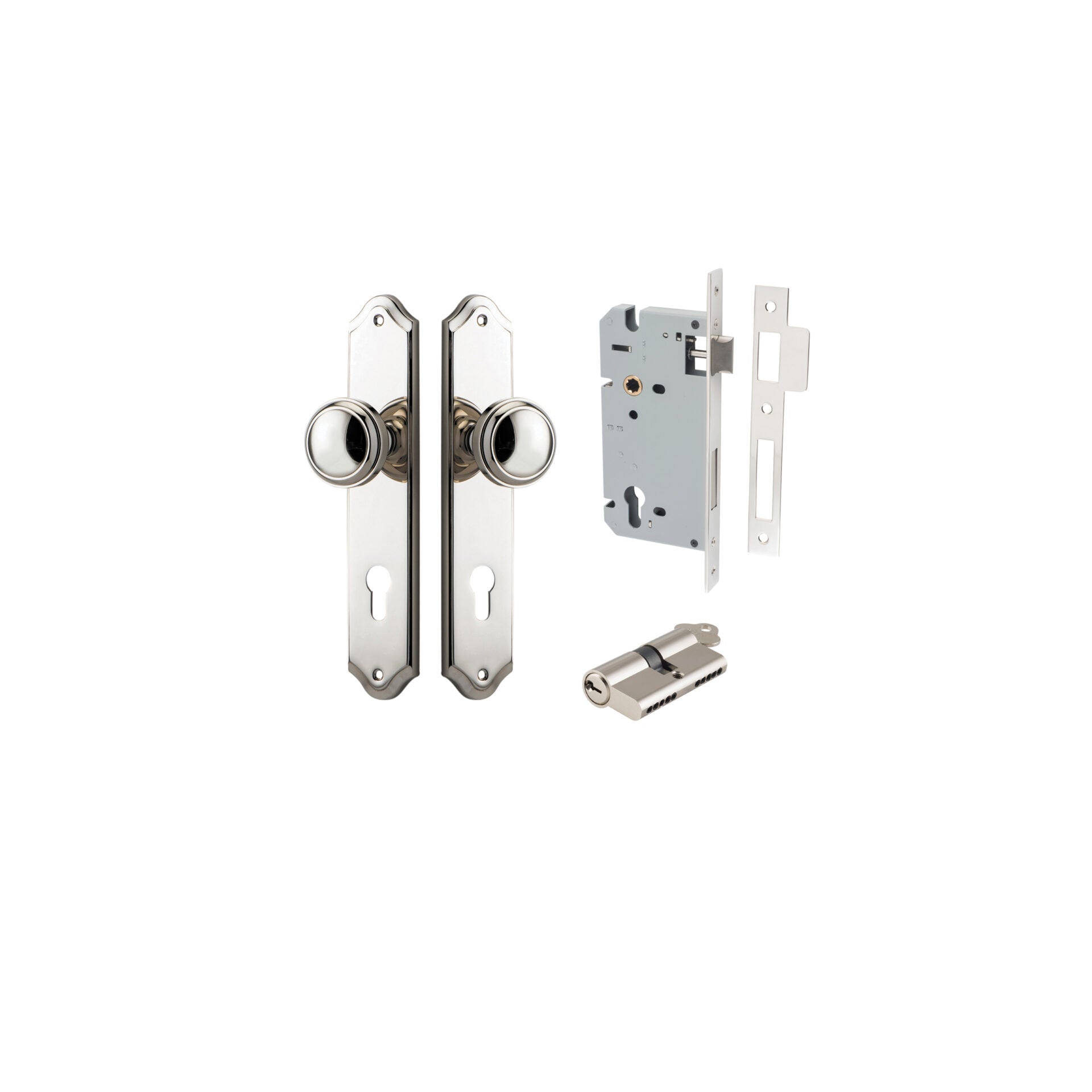 Paddington Knob - Shouldered Backplate - Ella Grace - Iver - Polished Nickel - Door Knobs