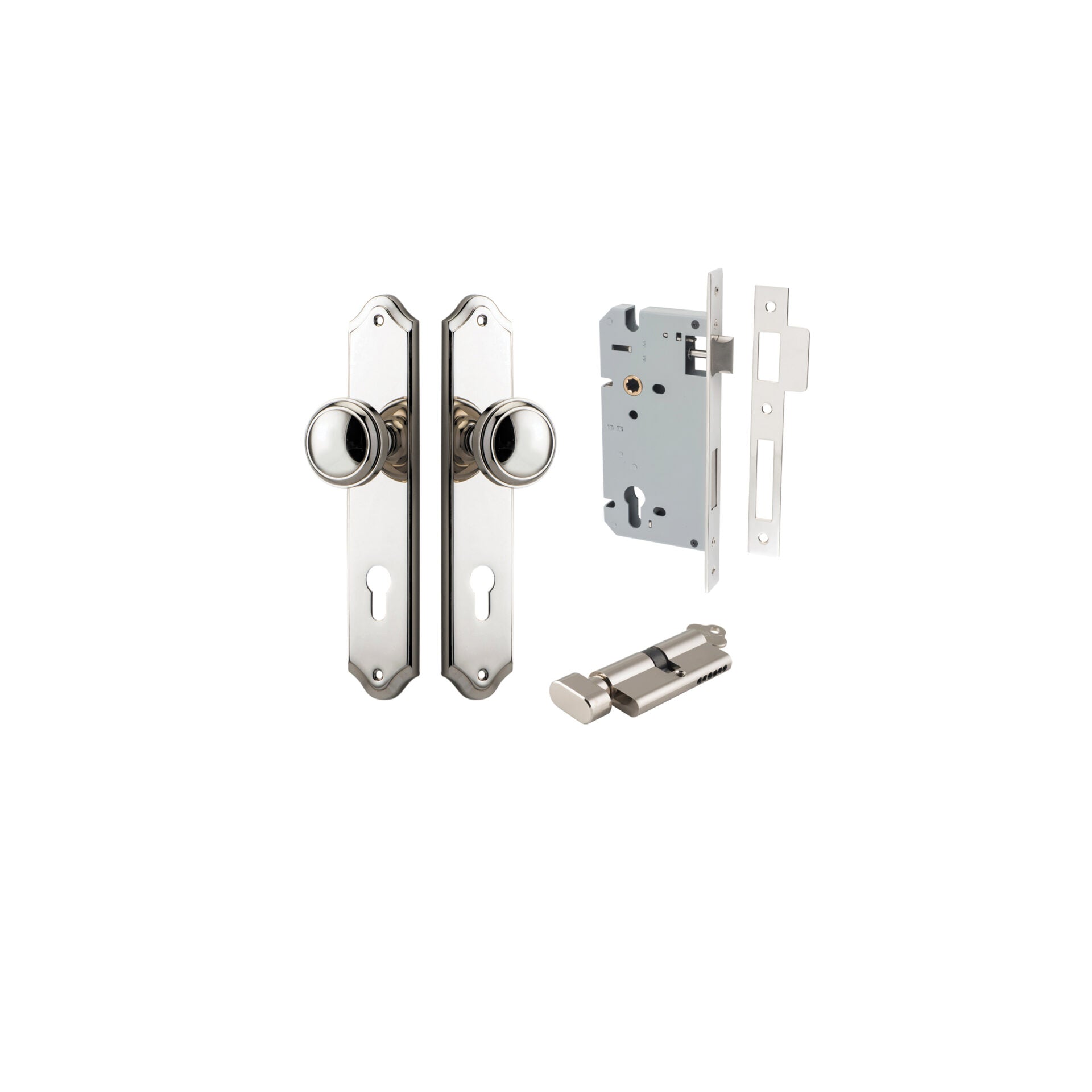 Paddington Knob - Shouldered Backplate - Ella Grace - Iver - Polished Nickel - Door Knobs