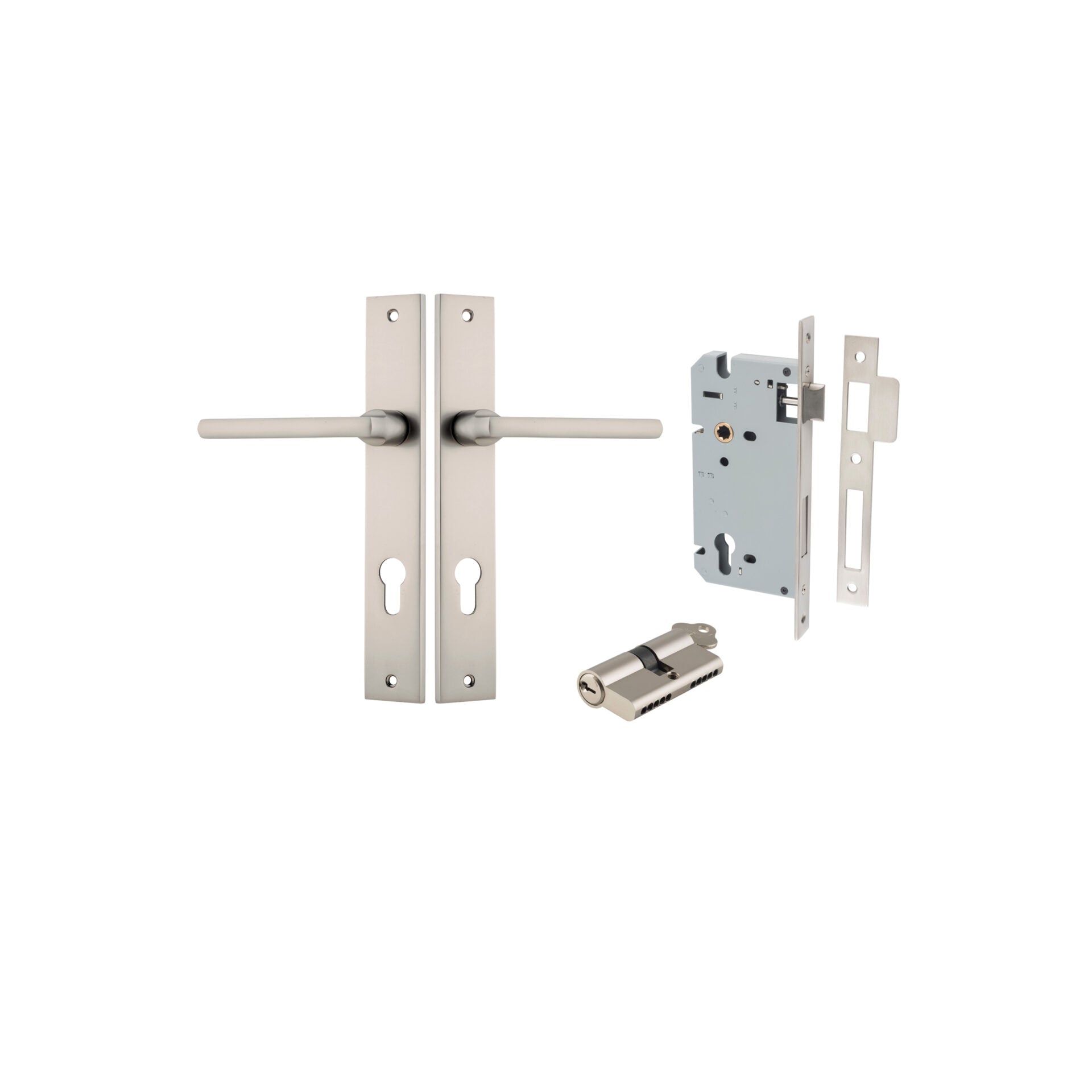 Baltimore Lever - Rectangular Backplate - Ella Grace - Iver - Satin Nickel - Door Levers