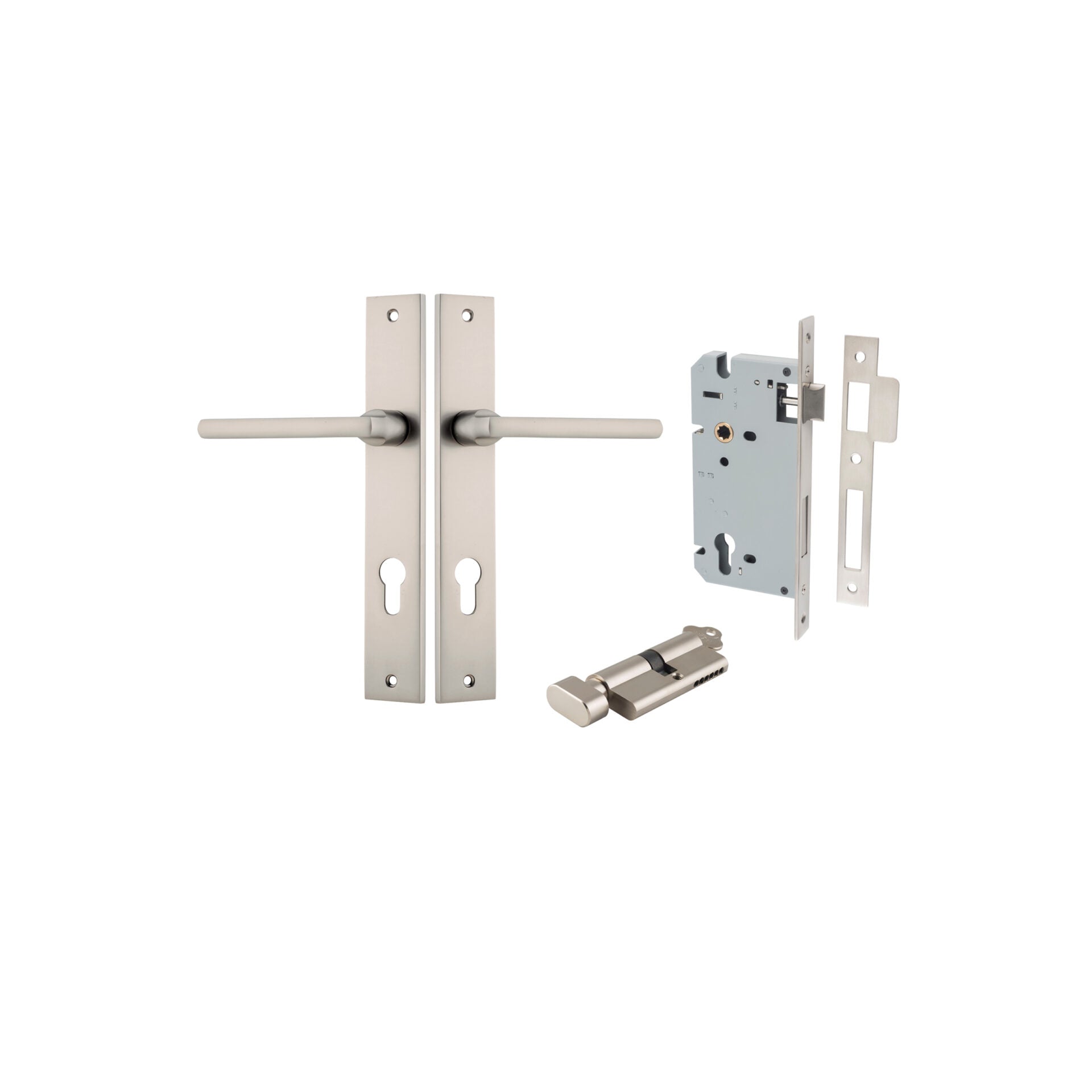 Baltimore Lever - Rectangular Backplate - Ella Grace - Iver - Satin Nickel - Door Levers