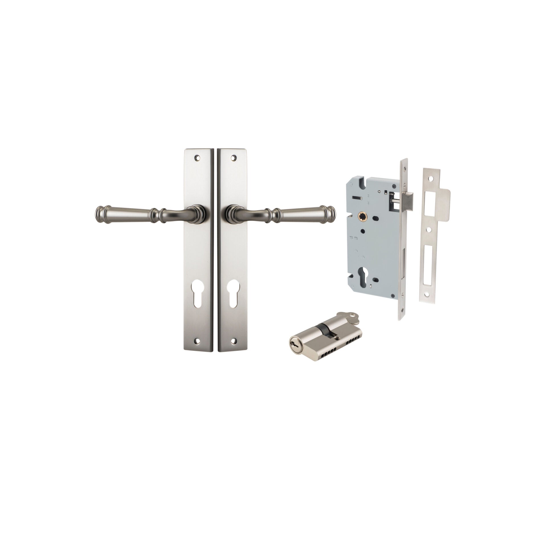 Verona Lever - Rectangular Backplate - Ella Grace - Iver - Satin Nickel - Door Levers