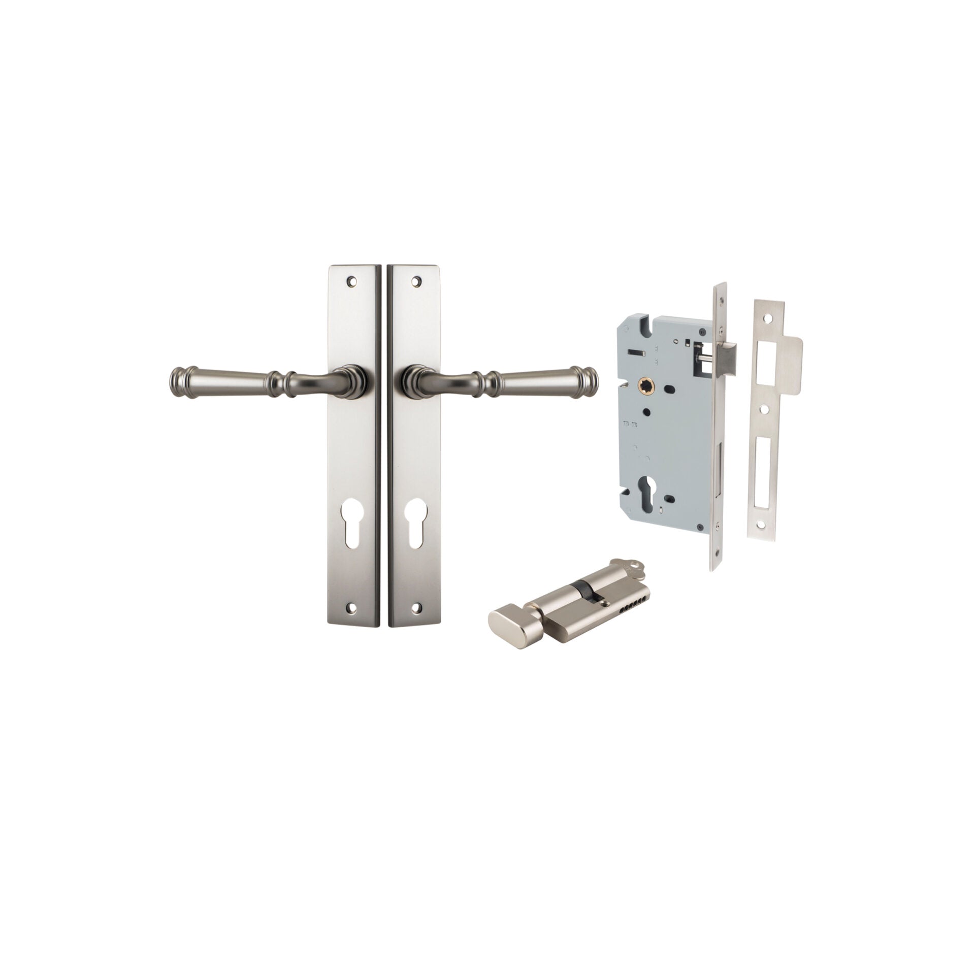 Verona Lever - Rectangular Backplate - Ella Grace - Iver - Satin Nickel - Door Levers