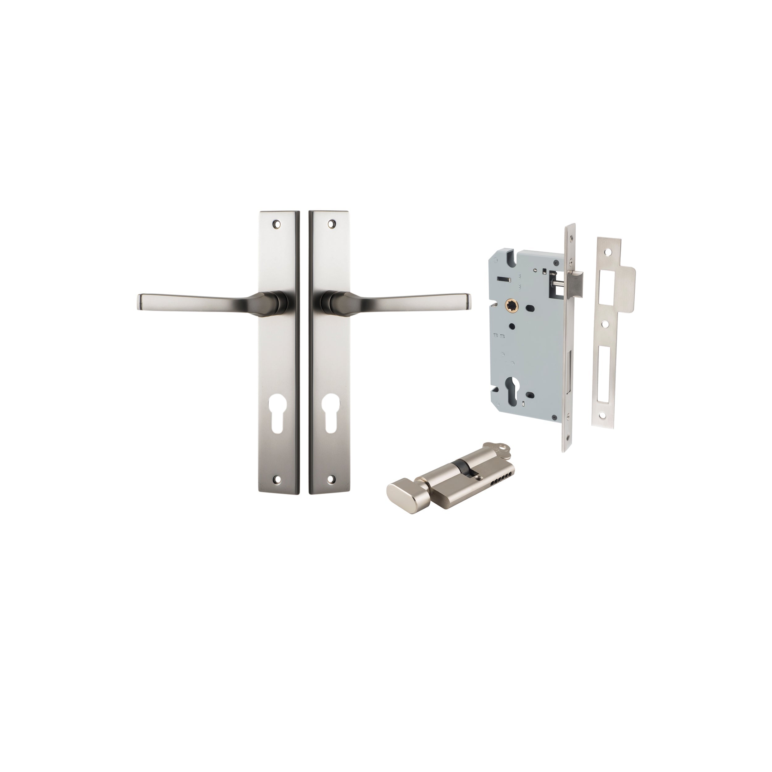 Annecy Lever - Rectangular Backplate - Ella Grace - Iver - Satin Nickel - Door Levers