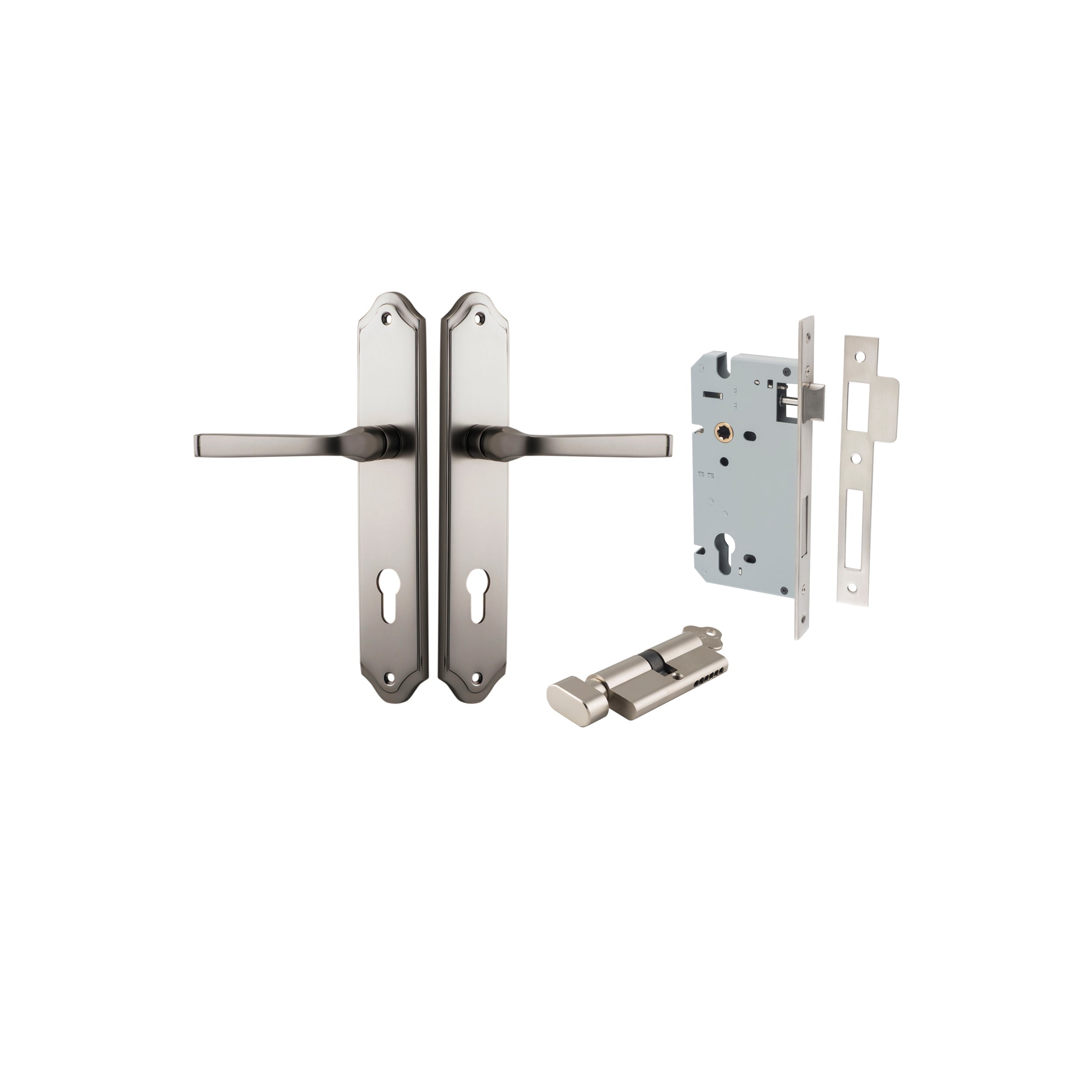 Annecy Lever - Shouldered Backplate - Ella Grace - Iver - Satin Nickel - Door Levers