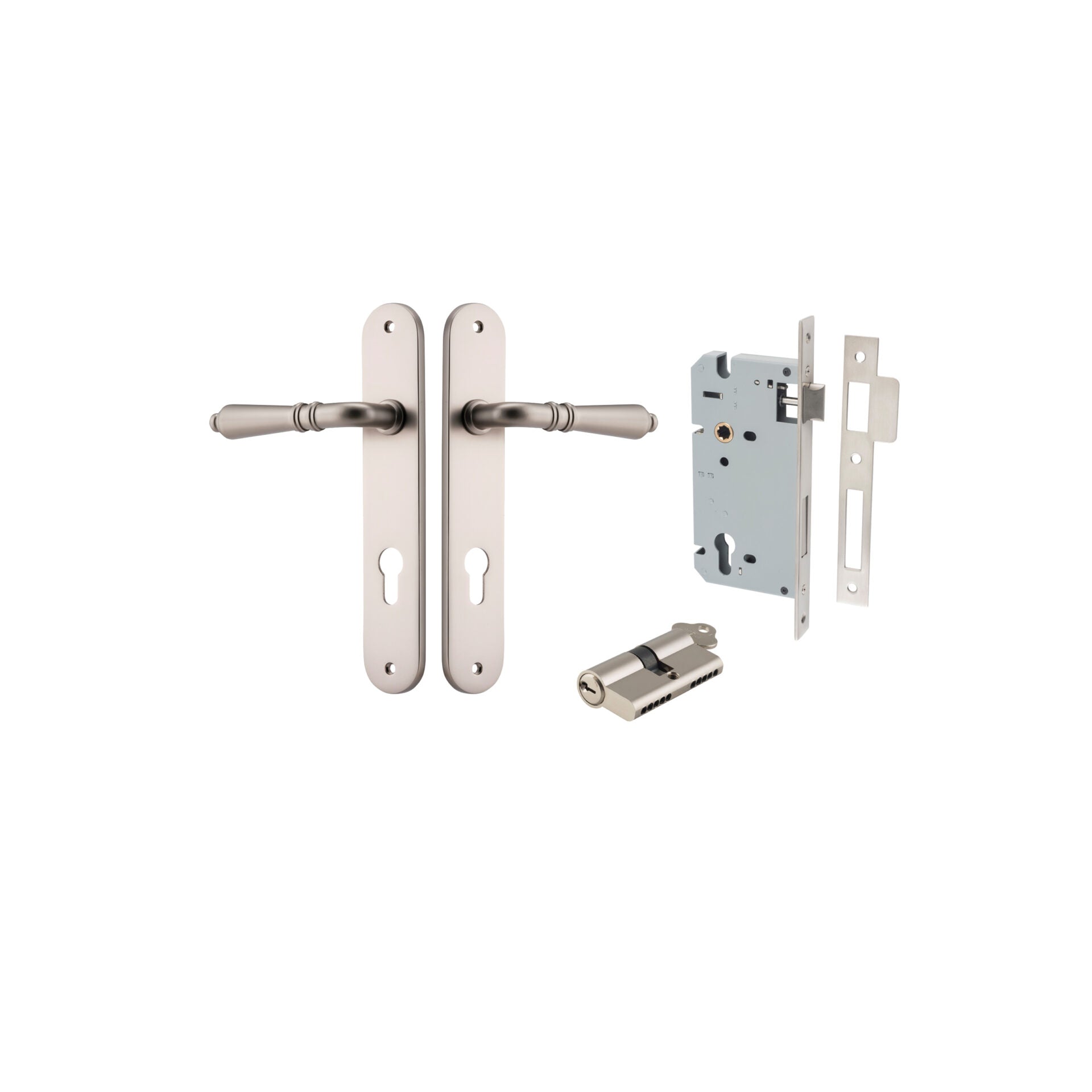 Sarlat Lever - Oval Backplate - Ella Grace - Iver - Satin Nickel - Door Levers