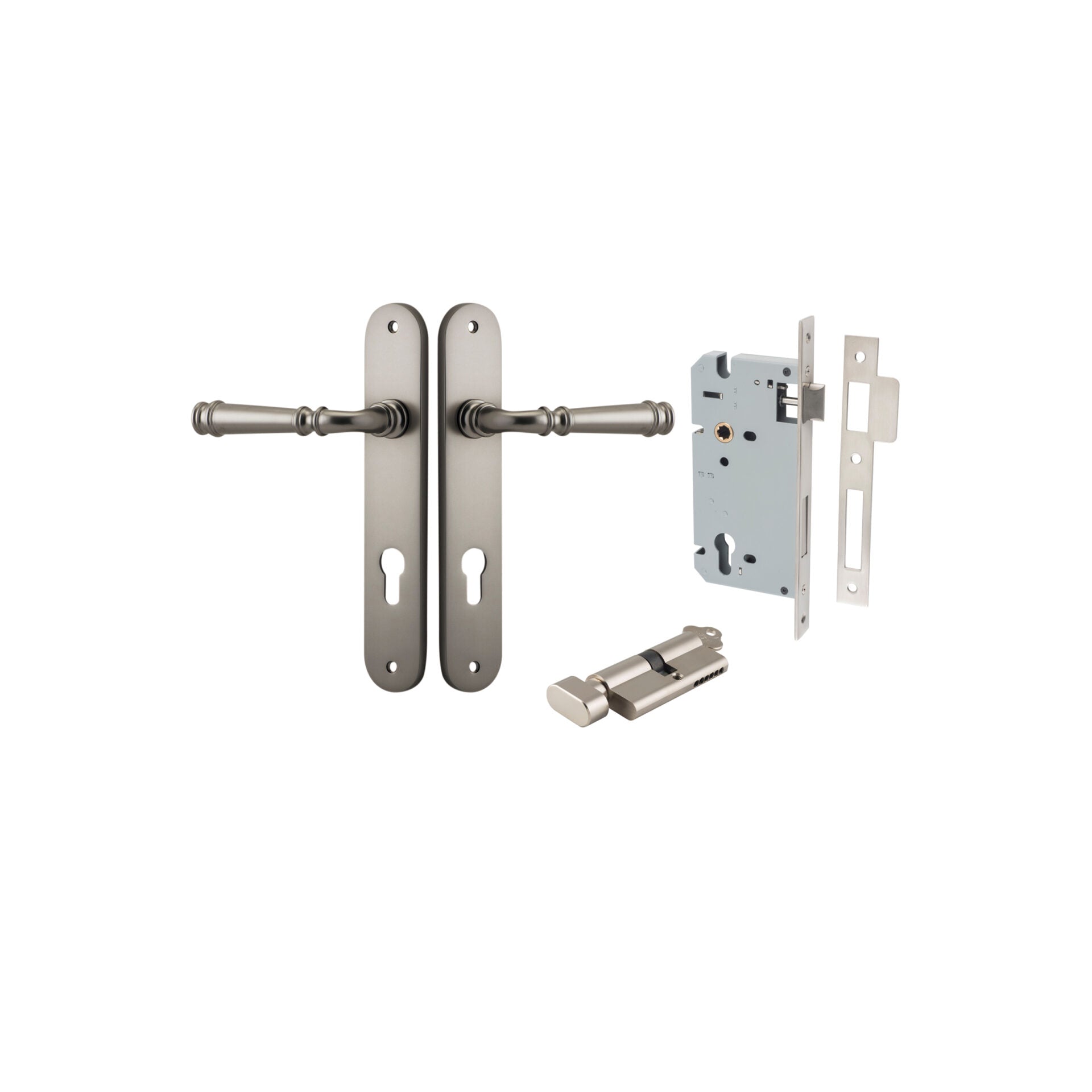 Verona Lever - Oval Backplate - Ella Grace - Iver - Satin Nickel - Door Levers