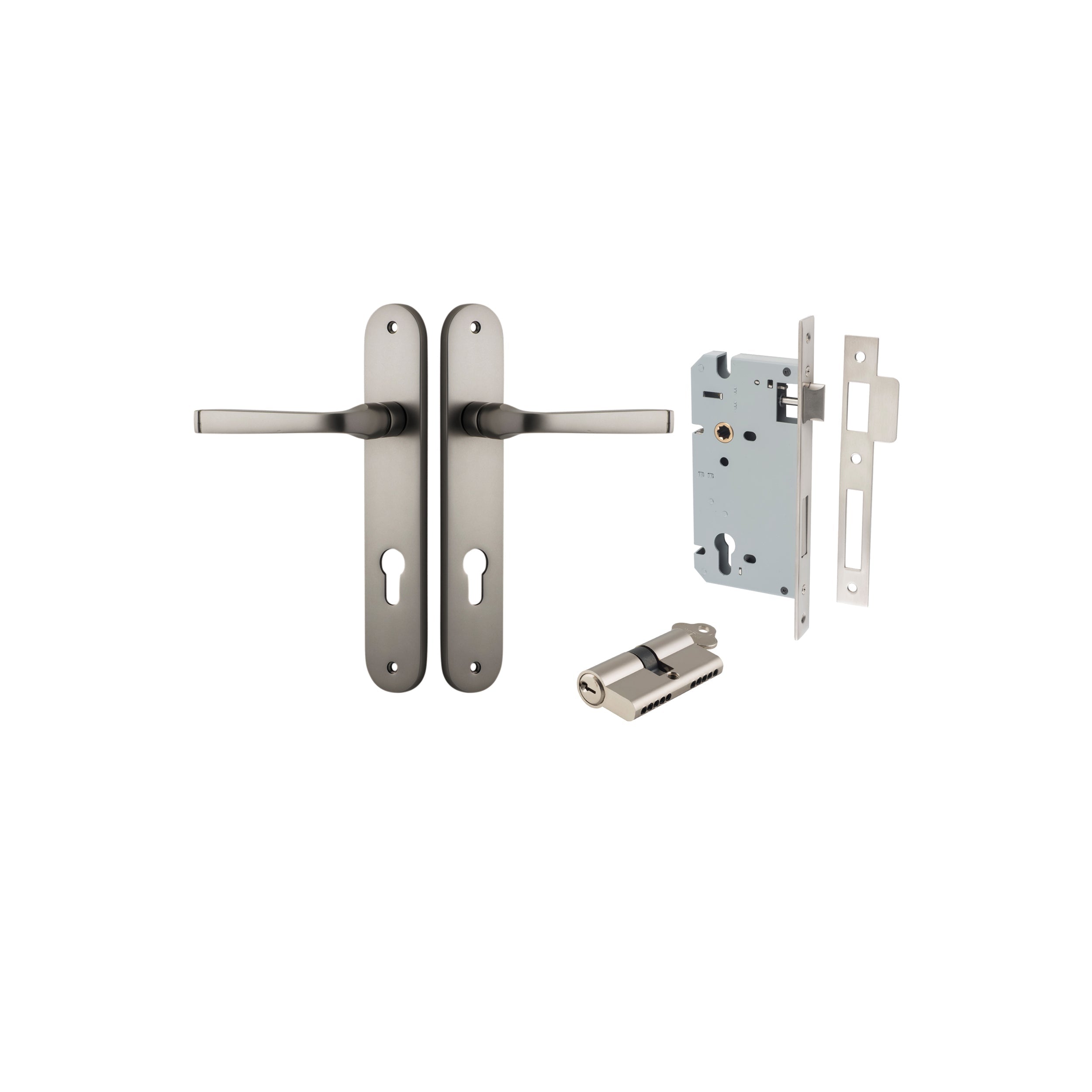 Annecy Lever - Oval Backplate - Ella Grace - Iver - Satin Nickel - Door Levers