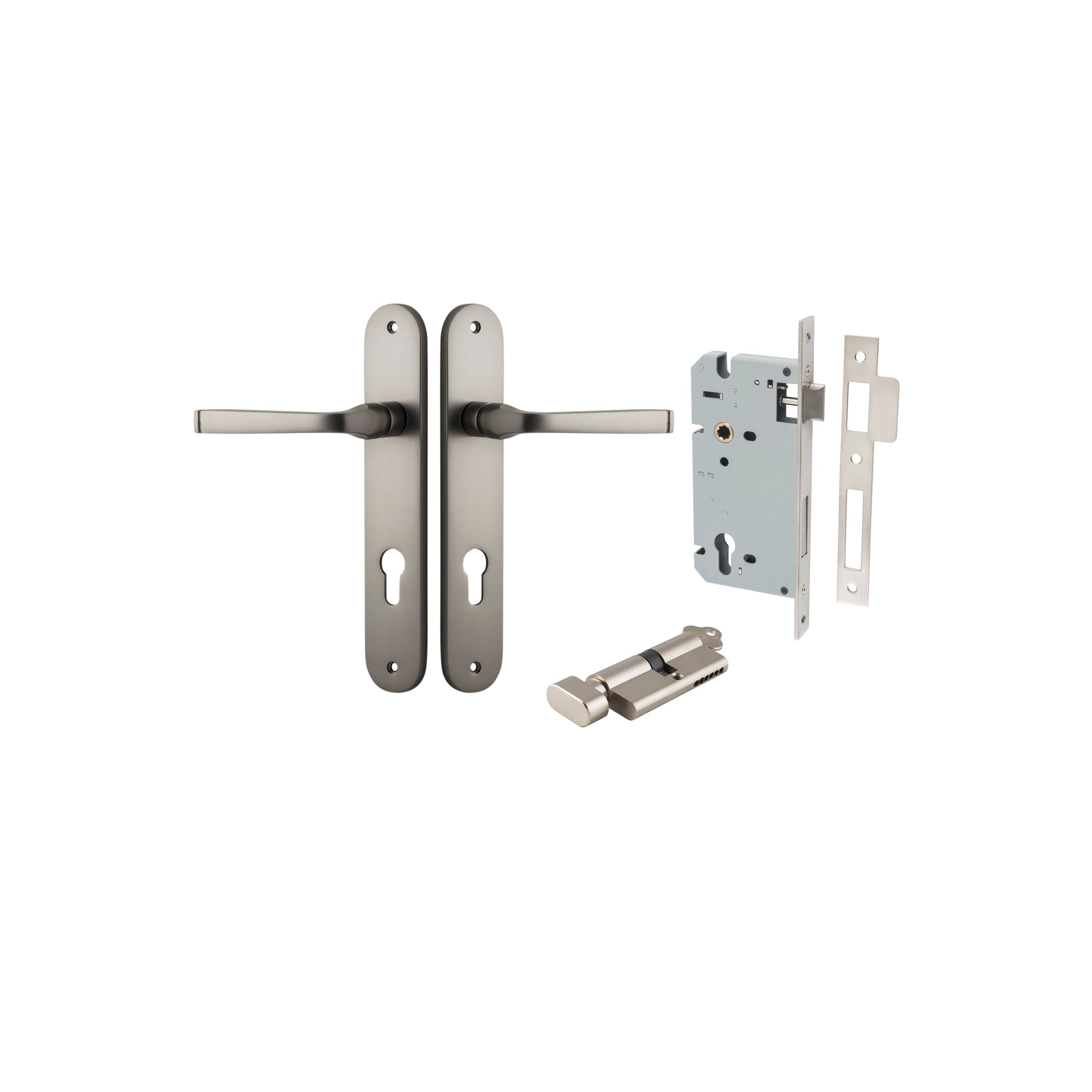 Annecy Lever - Oval Backplate - Ella Grace - Iver - Satin Nickel - Door Levers