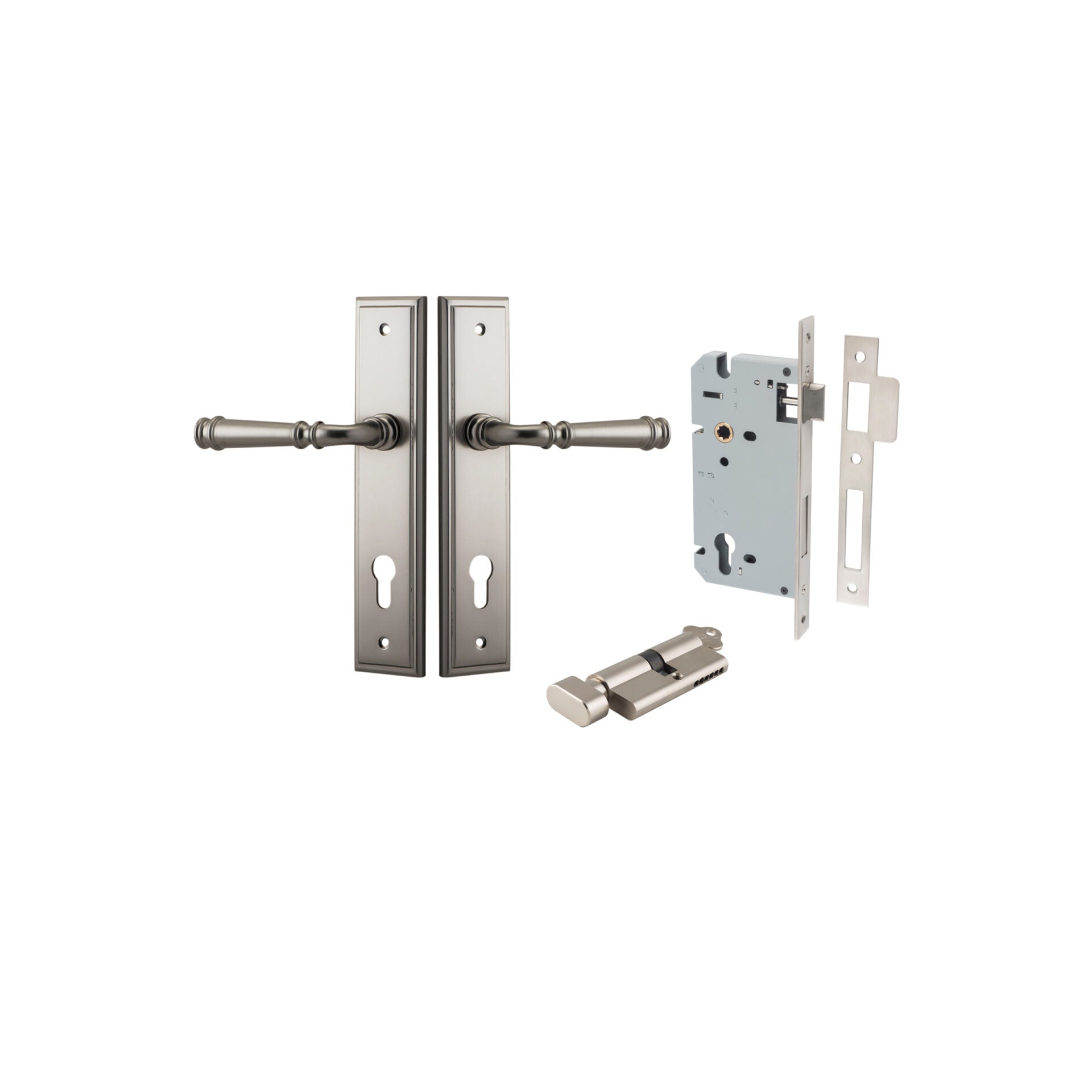 Verona Lever - Stepped Backplate - Ella Grace - Iver - Satin Nickel - Door Levers