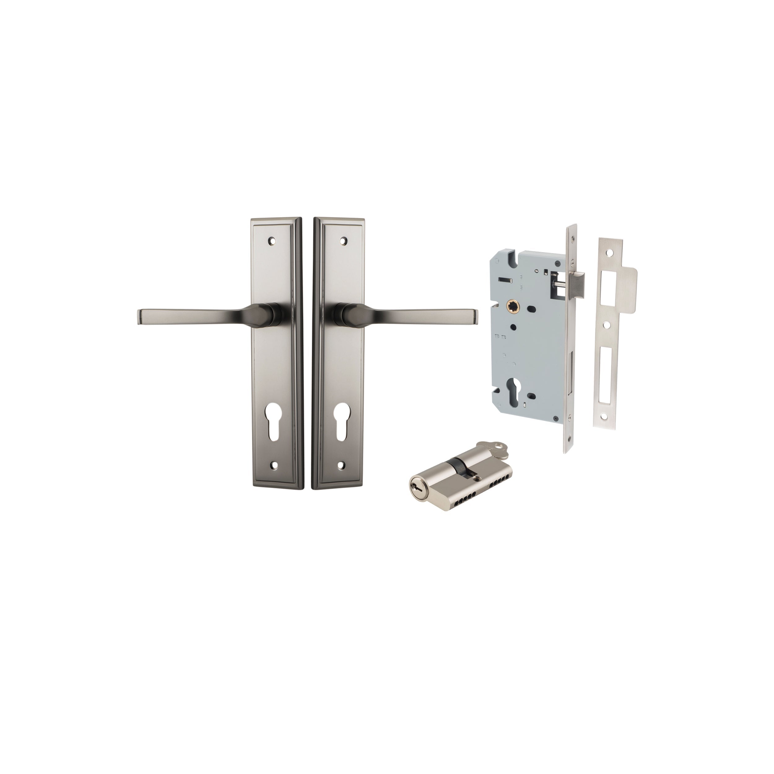 Annecy Lever - Stepped Backplate - Ella Grace - Iver - Satin Nickel - Door Levers