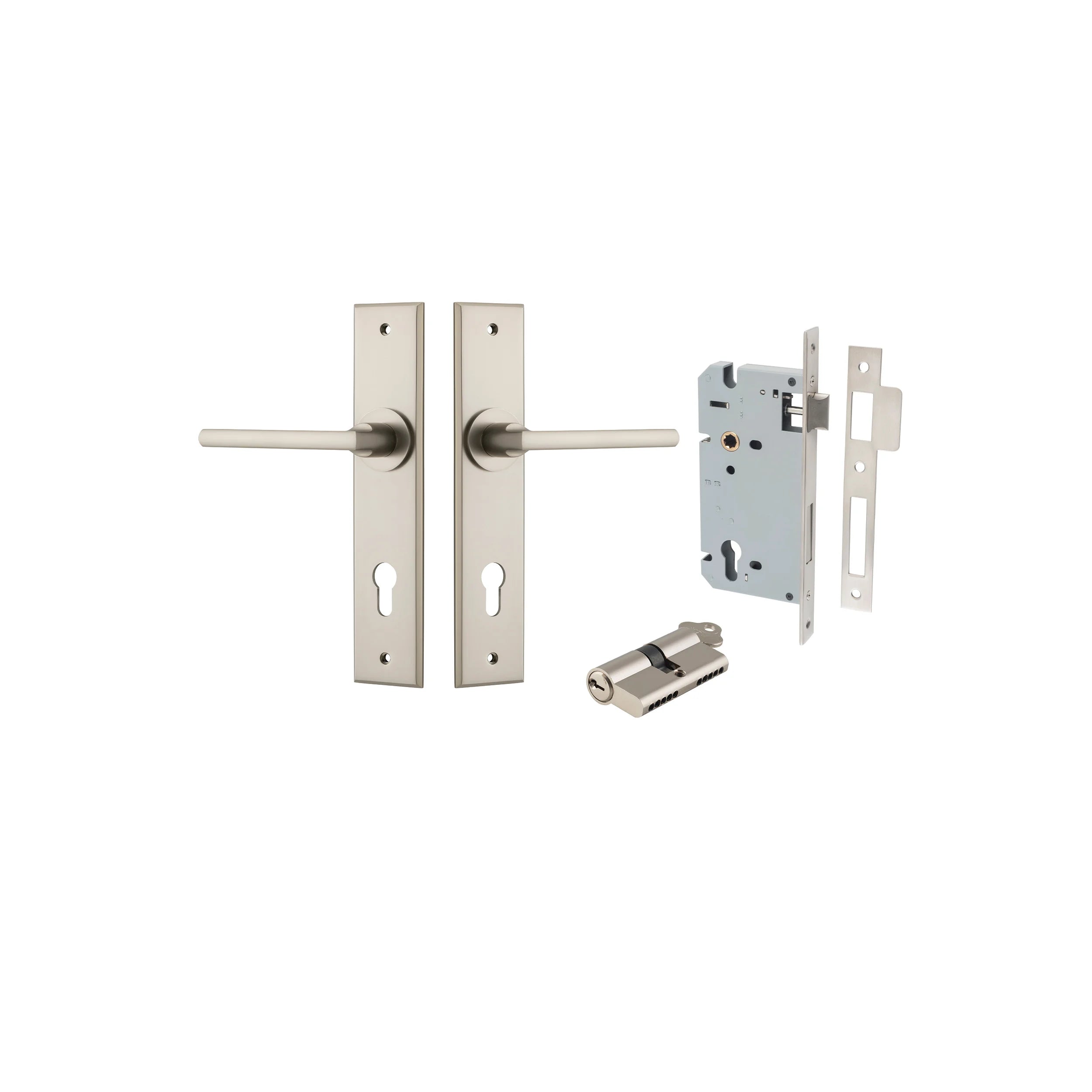 Baltimore Lever - Chamfered Backplate - Ella Grace - Iver - Satin Nickel - Door Levers