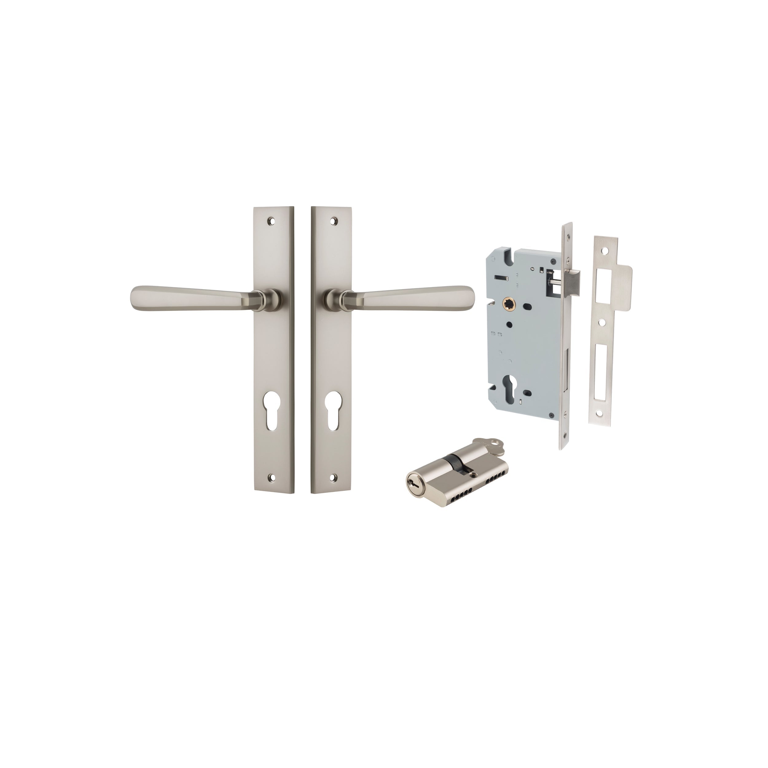 Copenhagen Lever - Rectangular Backplate - Ella Grace - Iver - Satin Nickel - Door Levers