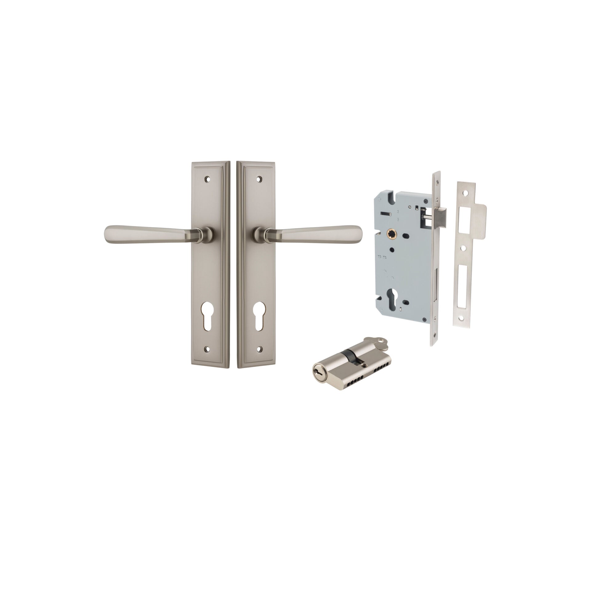 Copenhagen Lever - Stepped Backplate - Ella Grace - Iver - Satin Nickel - Door Levers