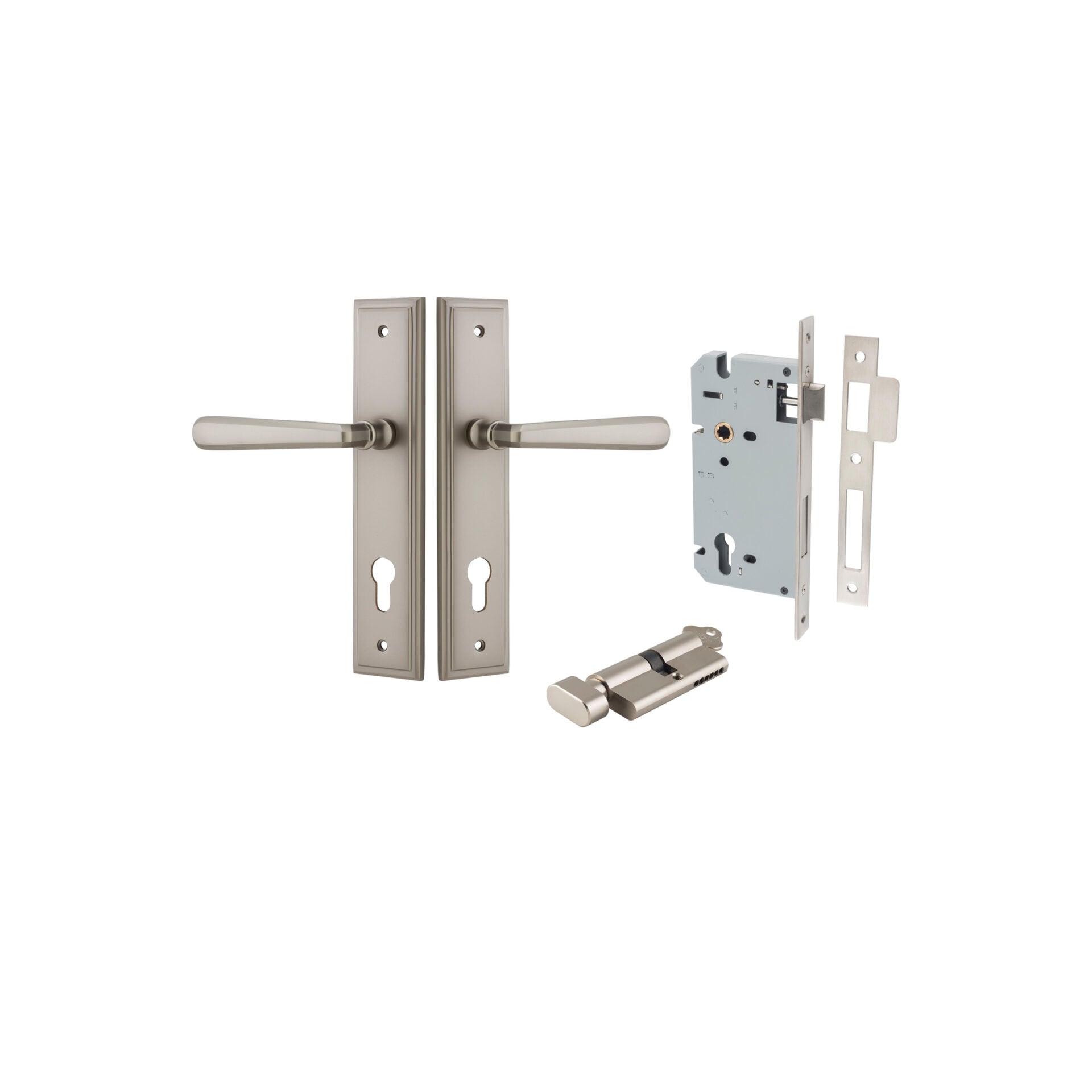 Copenhagen Lever - Stepped Backplate - Ella Grace - Iver - Satin Nickel - Door Levers