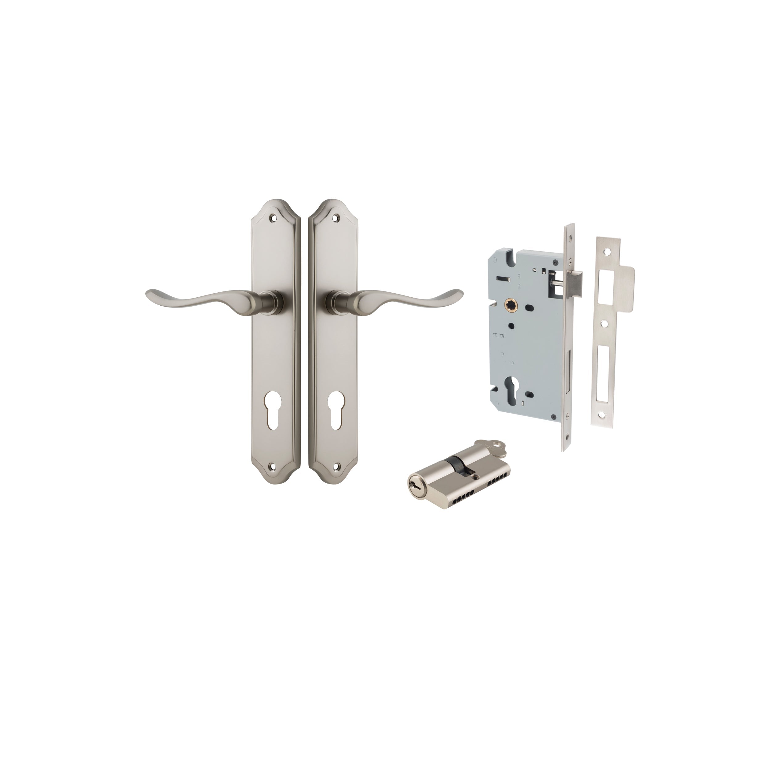 Stirling Lever - Shouldered Backplate - Ella Grace - Iver - Satin Nickel - Door Levers