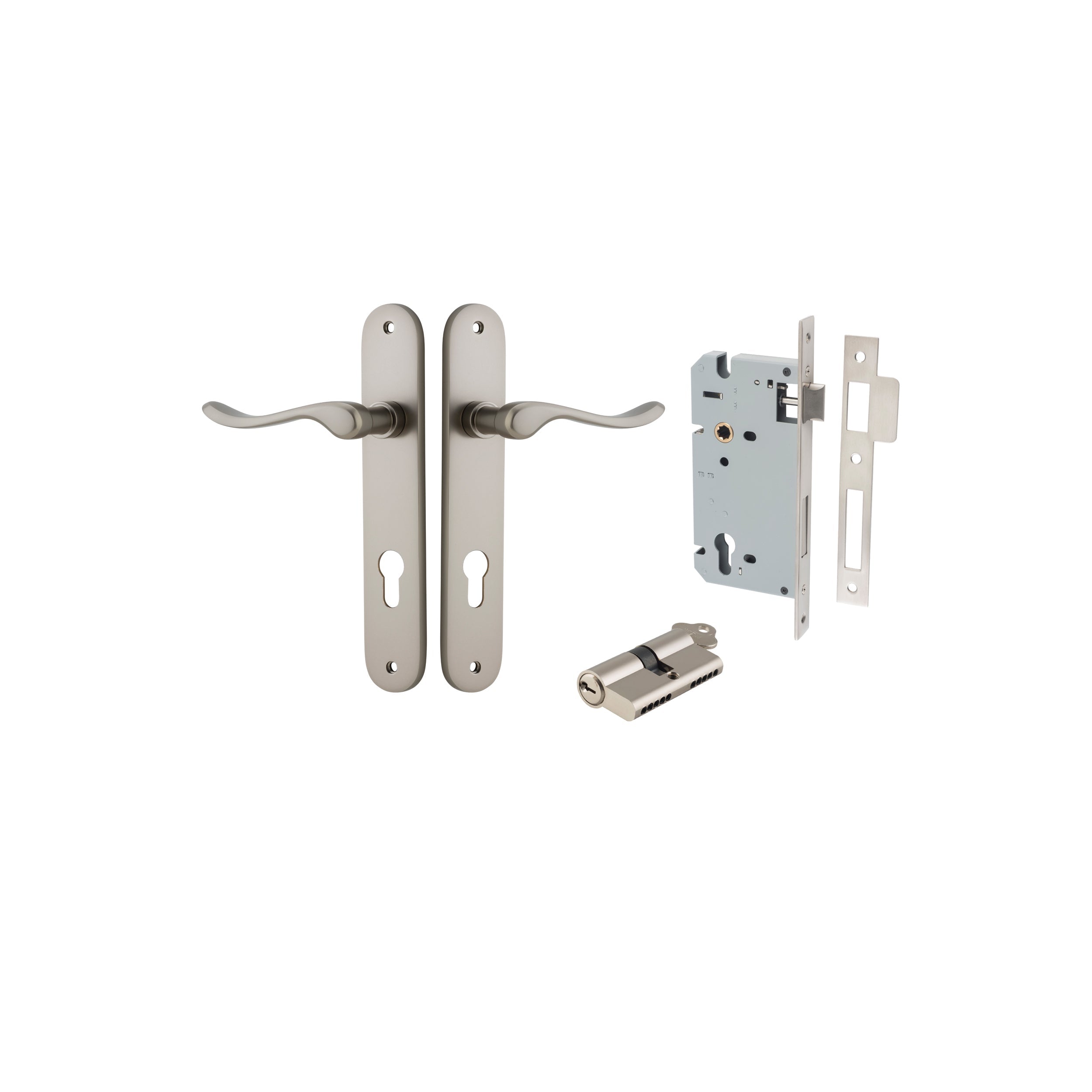 Stirling Lever - Oval Backplate - Ella Grace - Iver - Satin Nickel - Door Levers