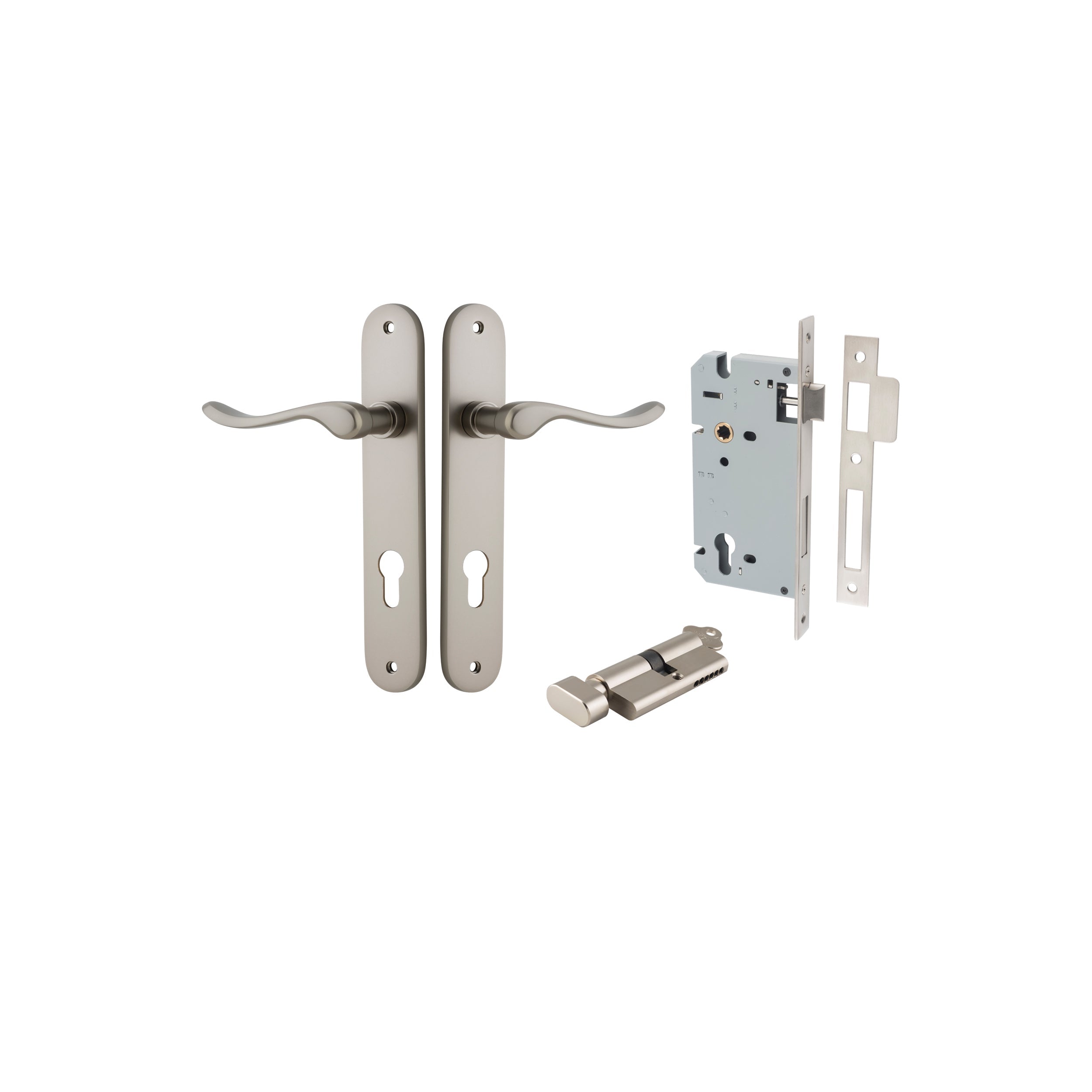 Stirling Lever - Oval Backplate - Ella Grace - Iver - Satin Nickel - Door Levers